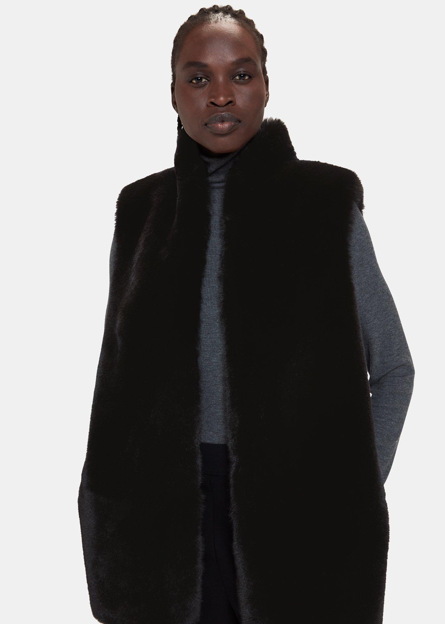 Black Petite Faux Fur Gilet