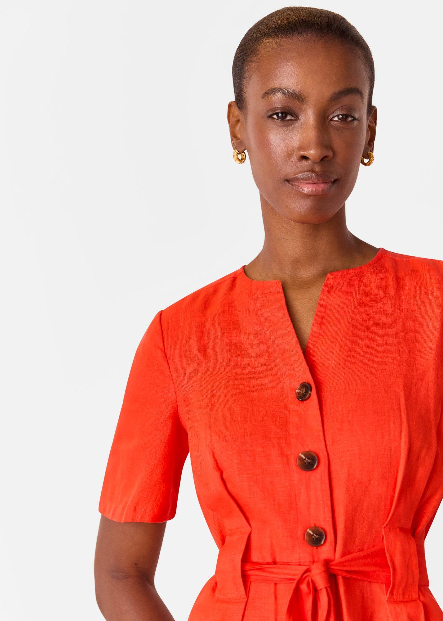 Petite Linen Button Jumpsuit