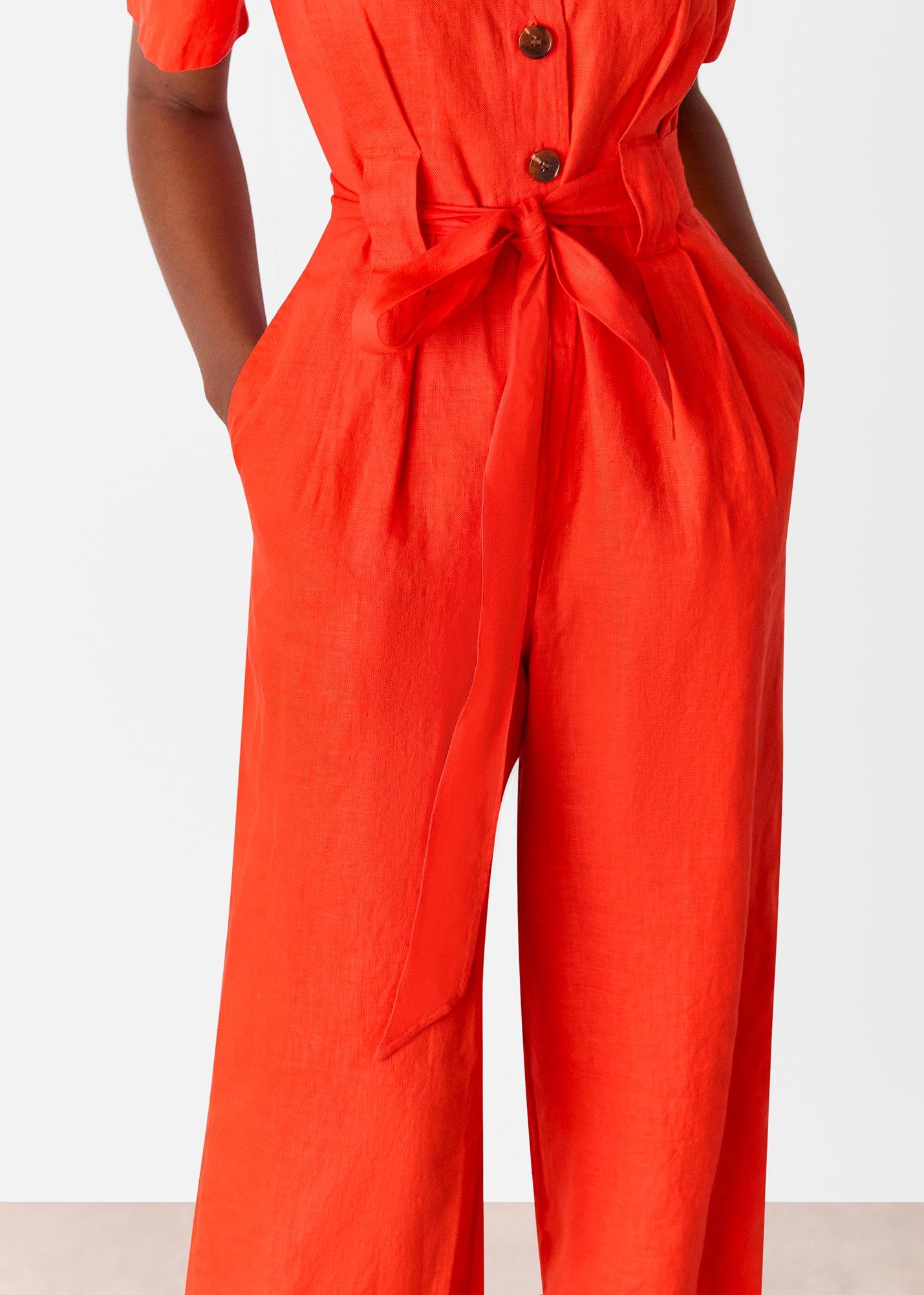 Petite Linen Button Jumpsuit