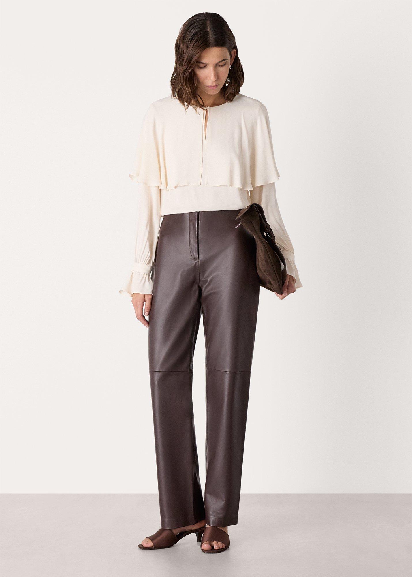 Flat Front Leather Trousers
