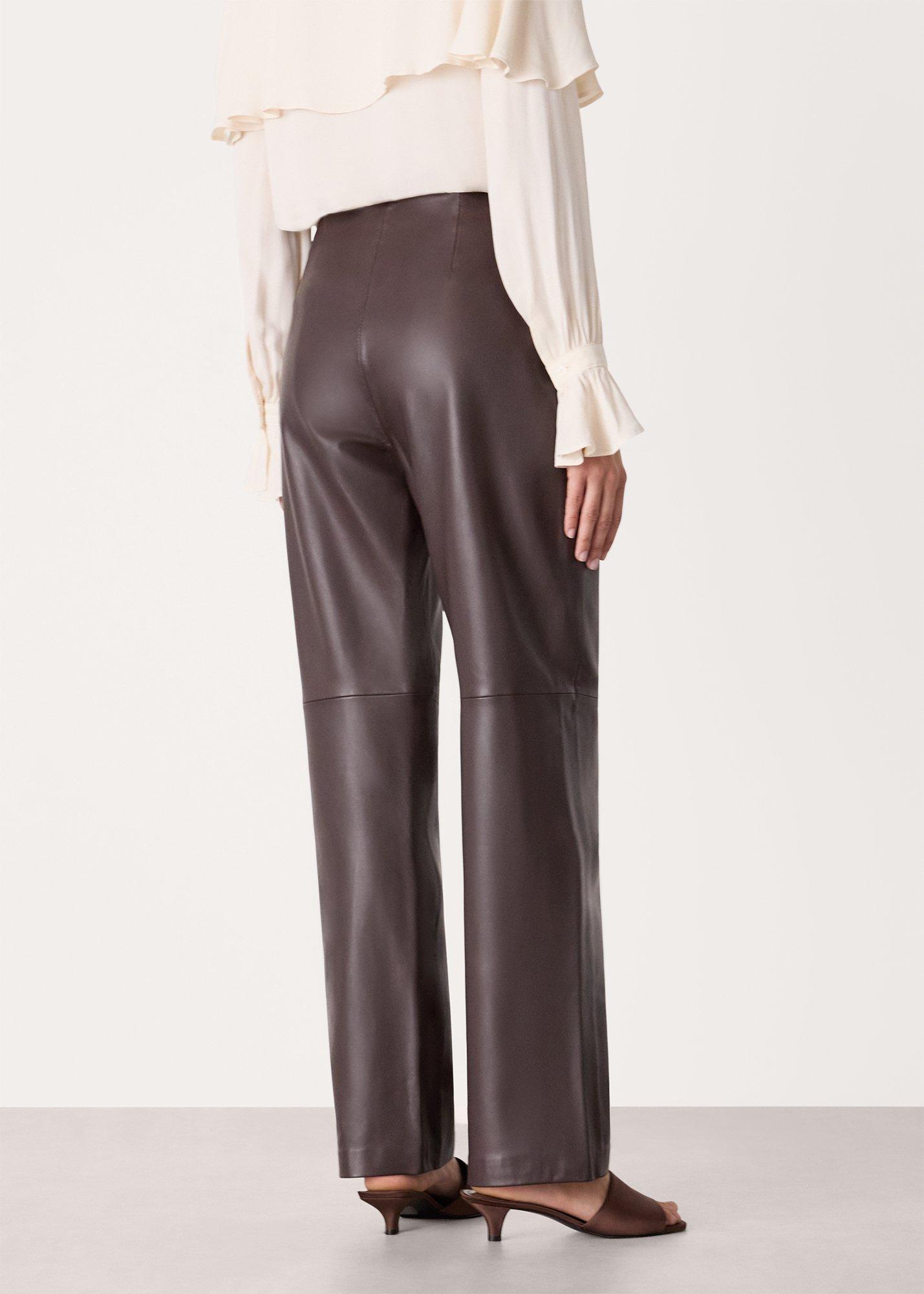 Flat Front Leather Trousers