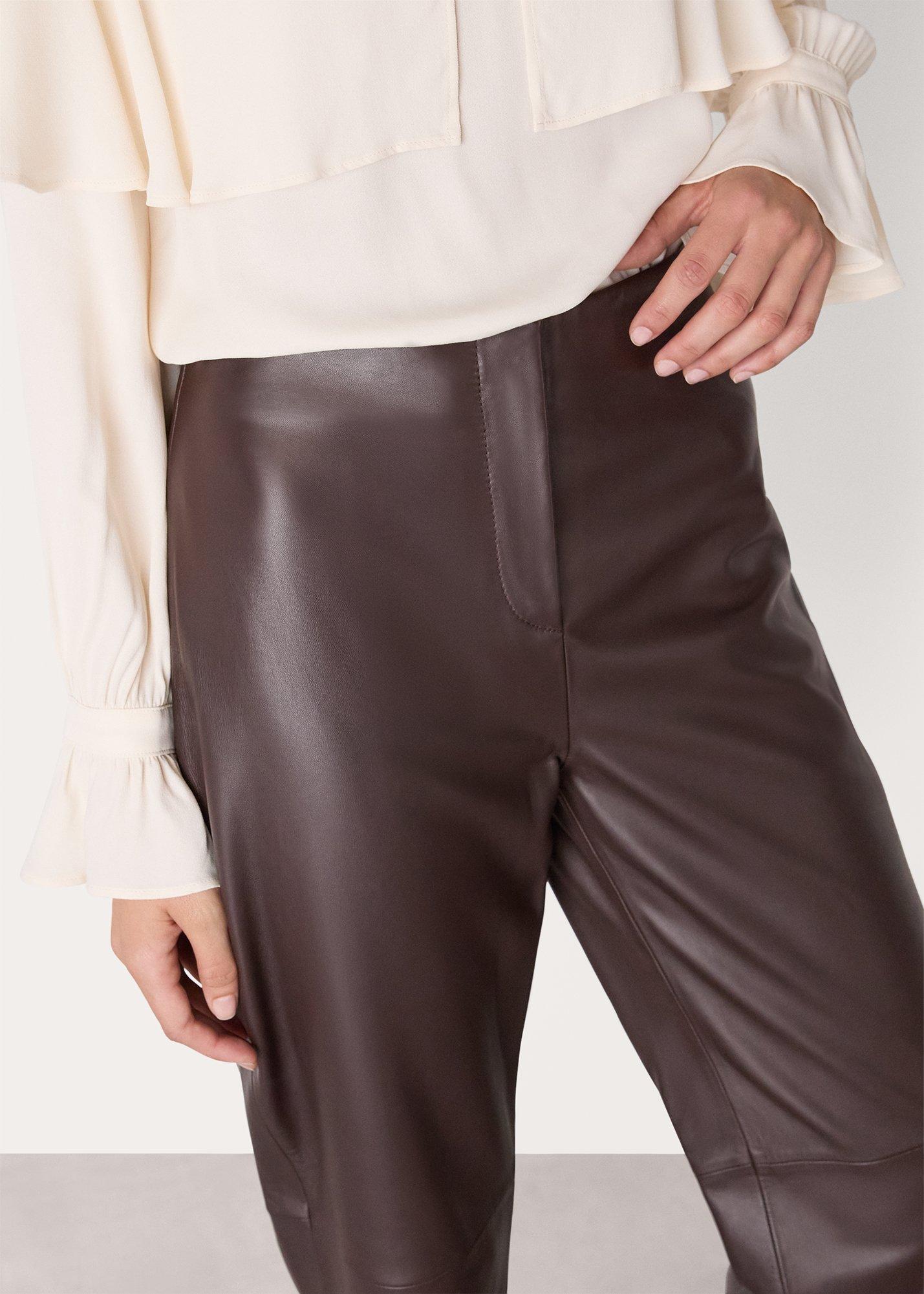 Flat Front Leather Trousers
