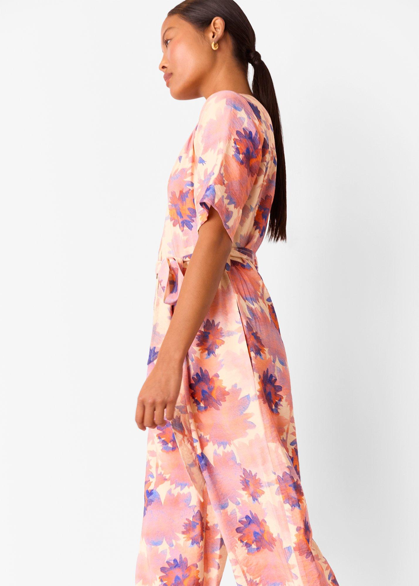 Petite Floral Button Front Jumpsuit