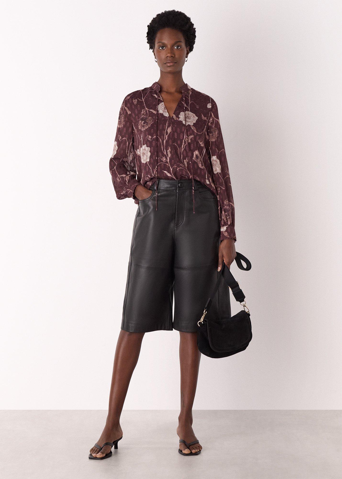 Burgundy Floral Dobby Blouse