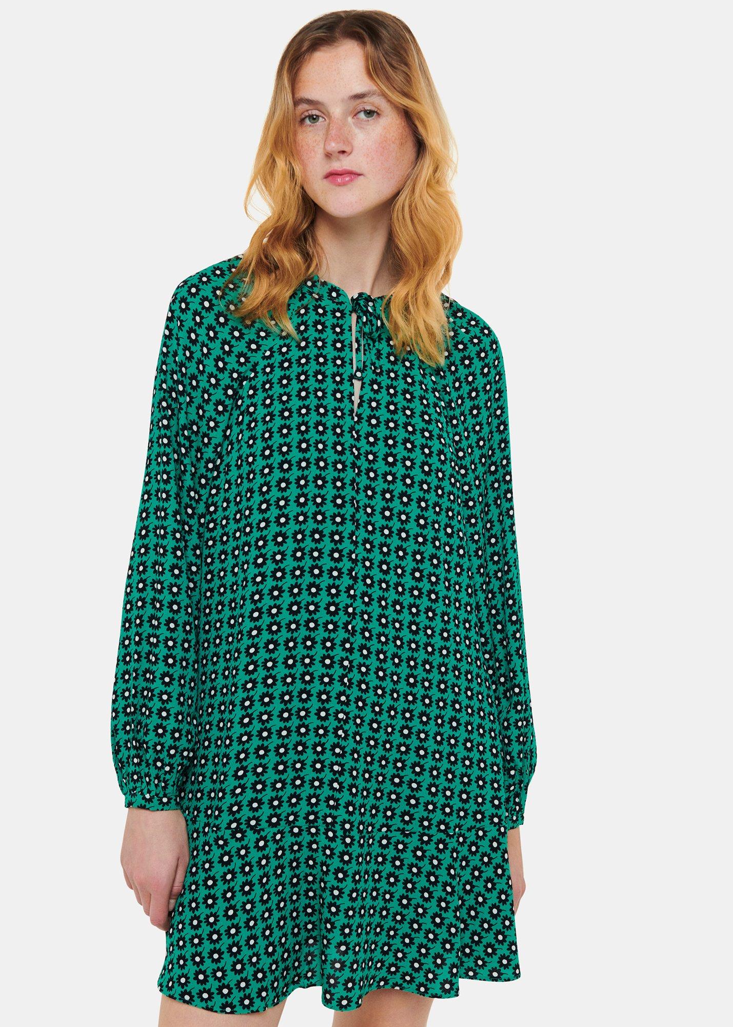 Green Floral Dot Flippy Dress