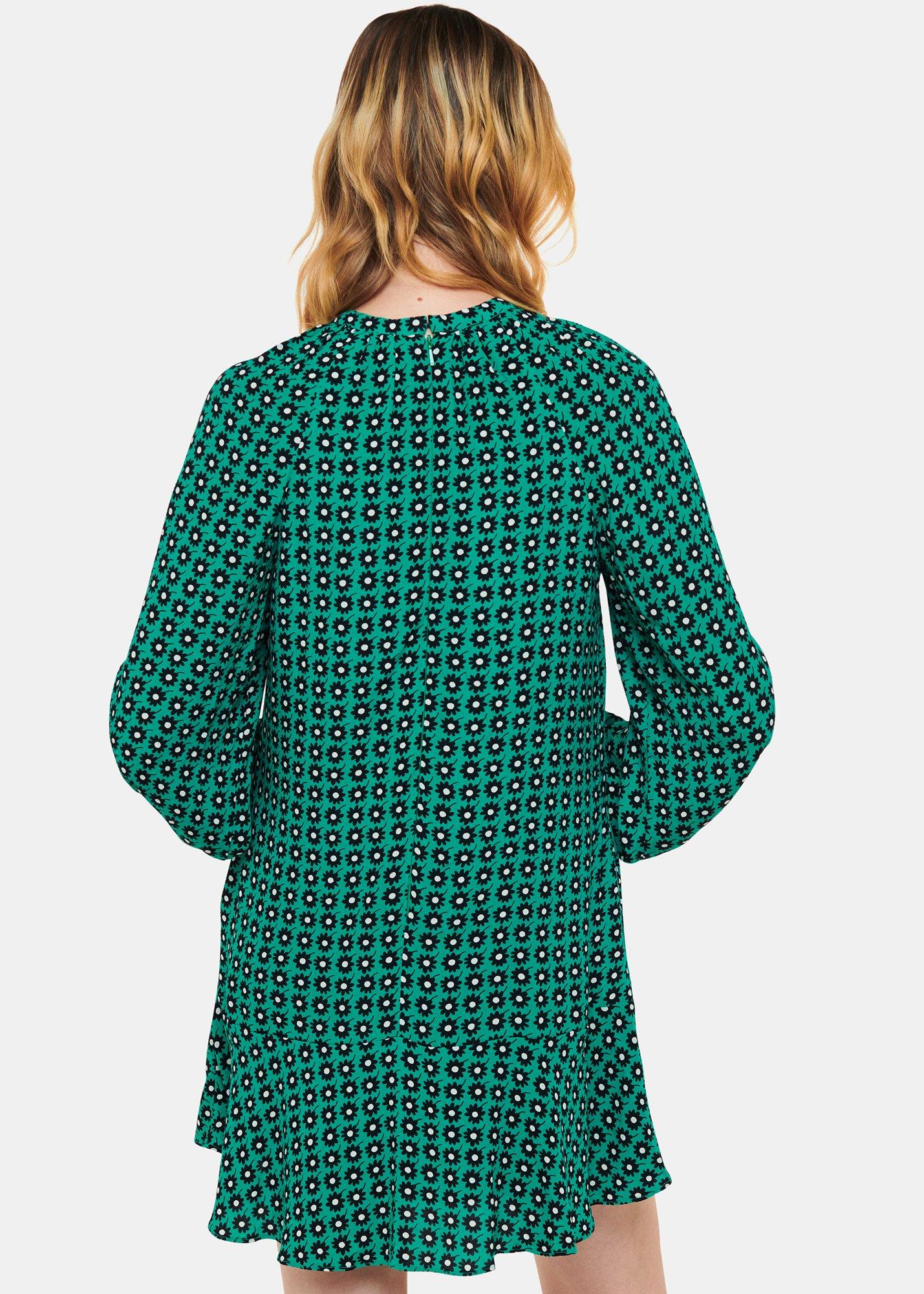 Green Floral Dot Flippy Dress