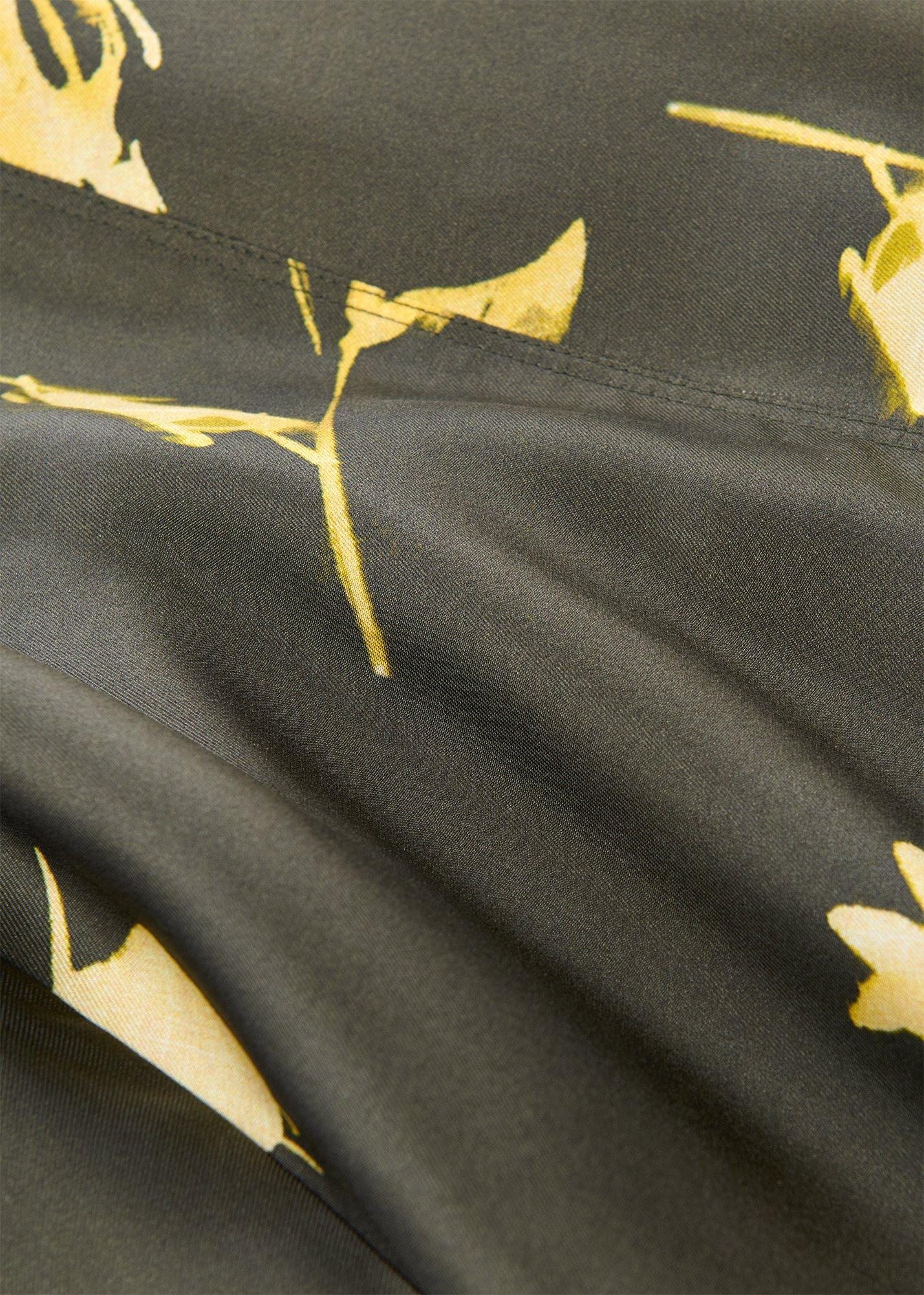 Floral Silk Shirt Midi Dress