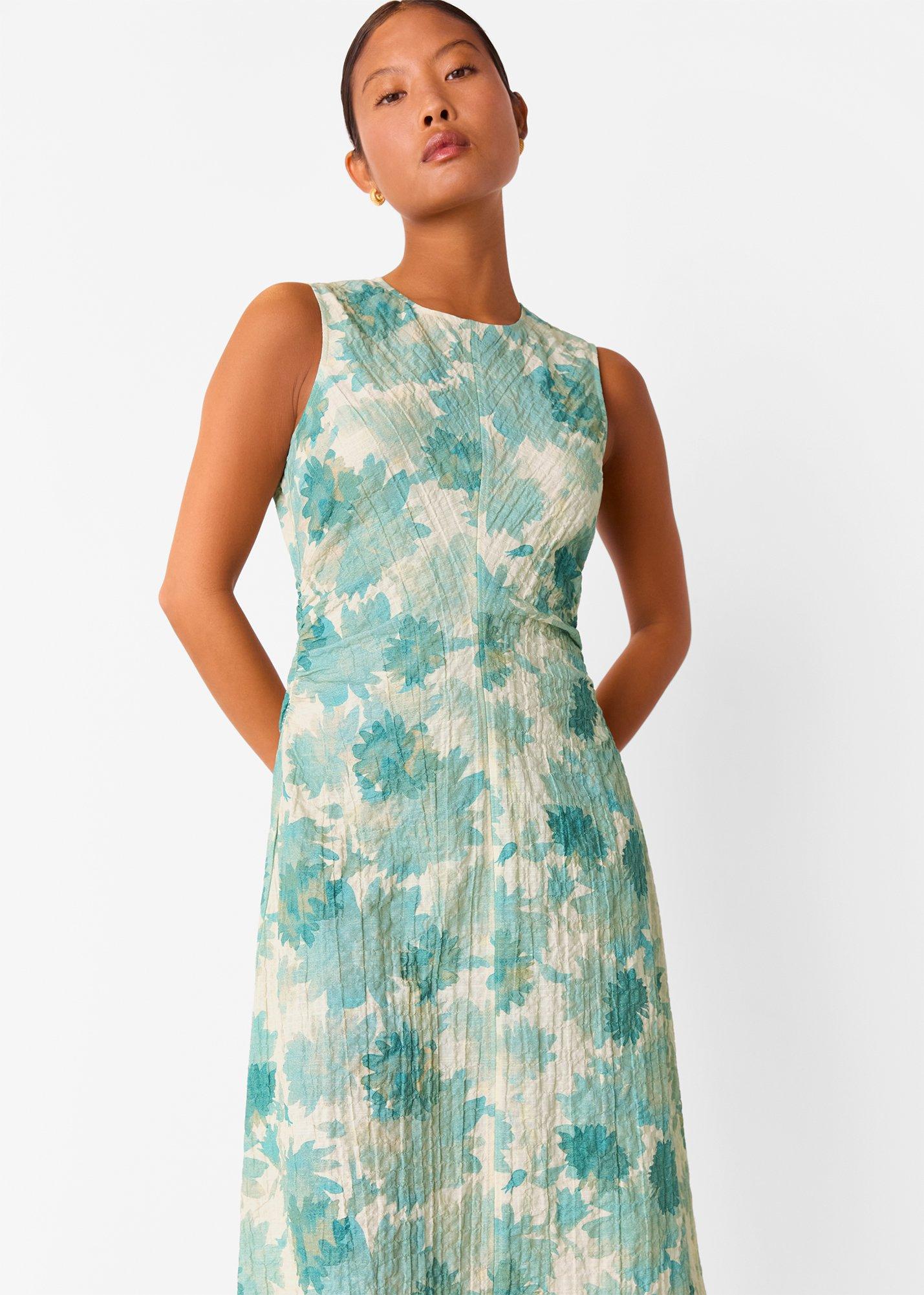 Petite Floral Textured Midi Dress