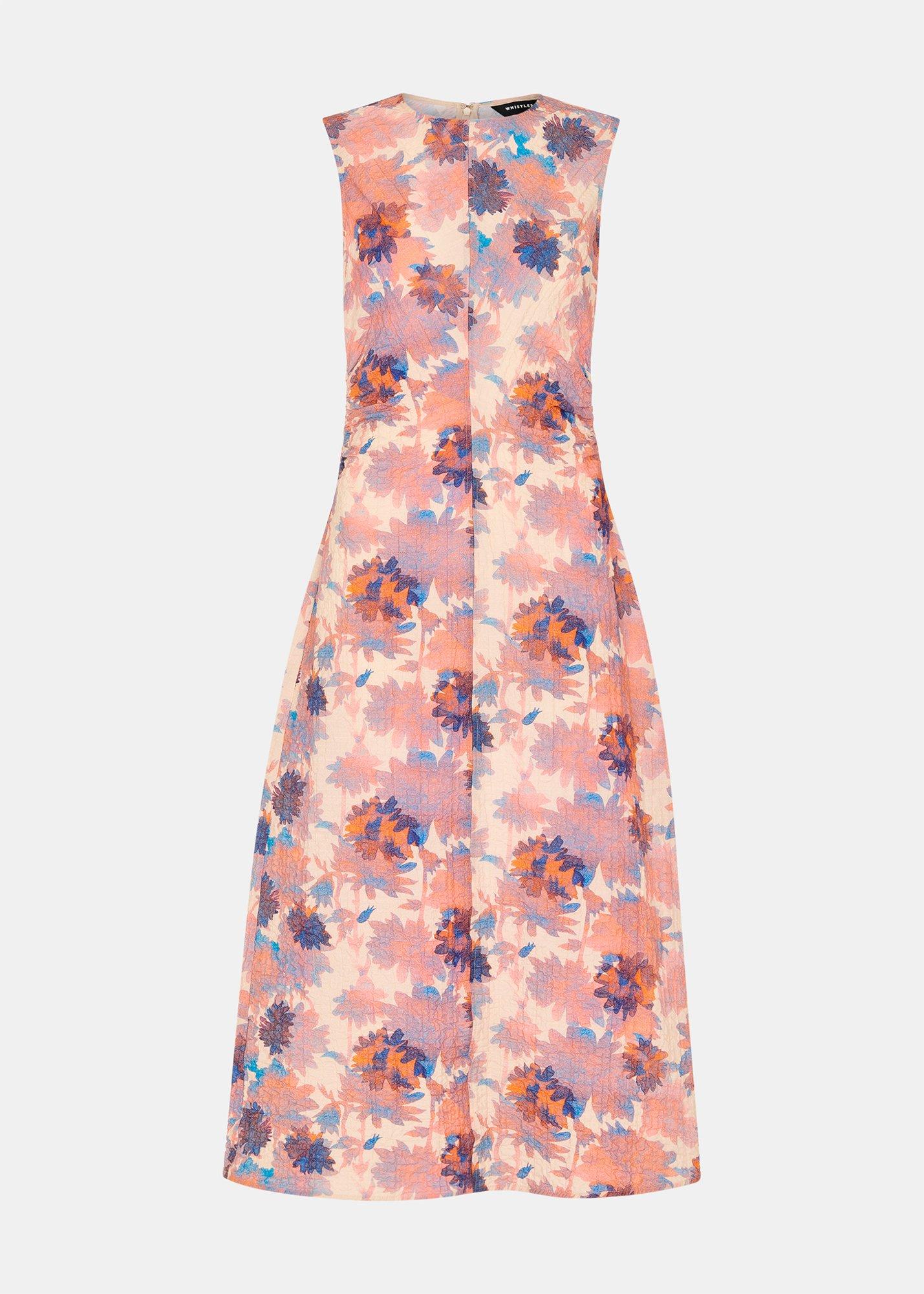 Petite Floral Textured Midi Dress