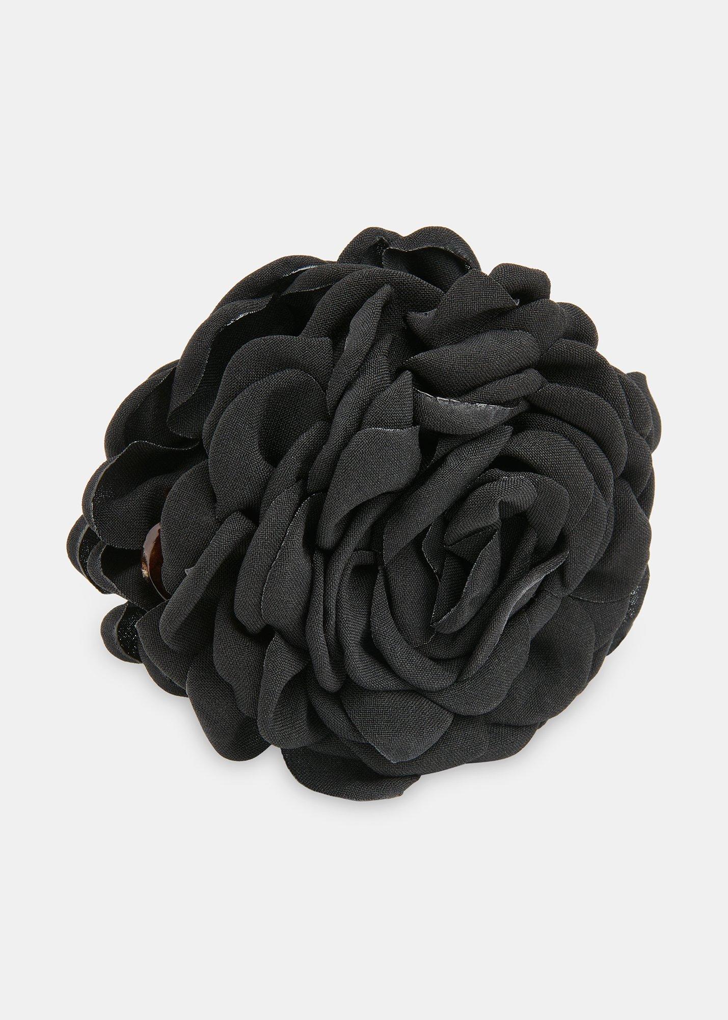 Black Flower Claw Clip