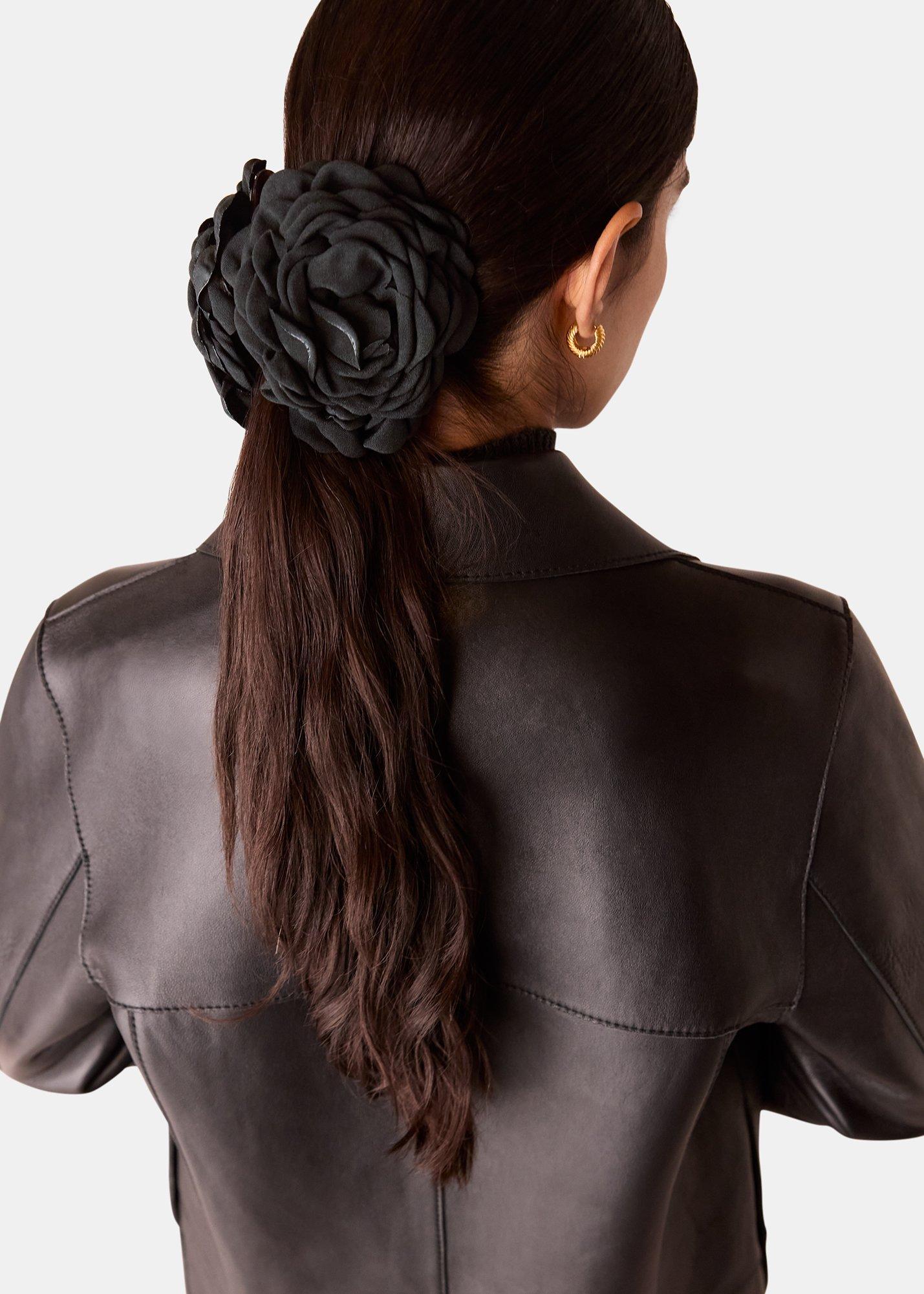 Black Flower Claw Clip