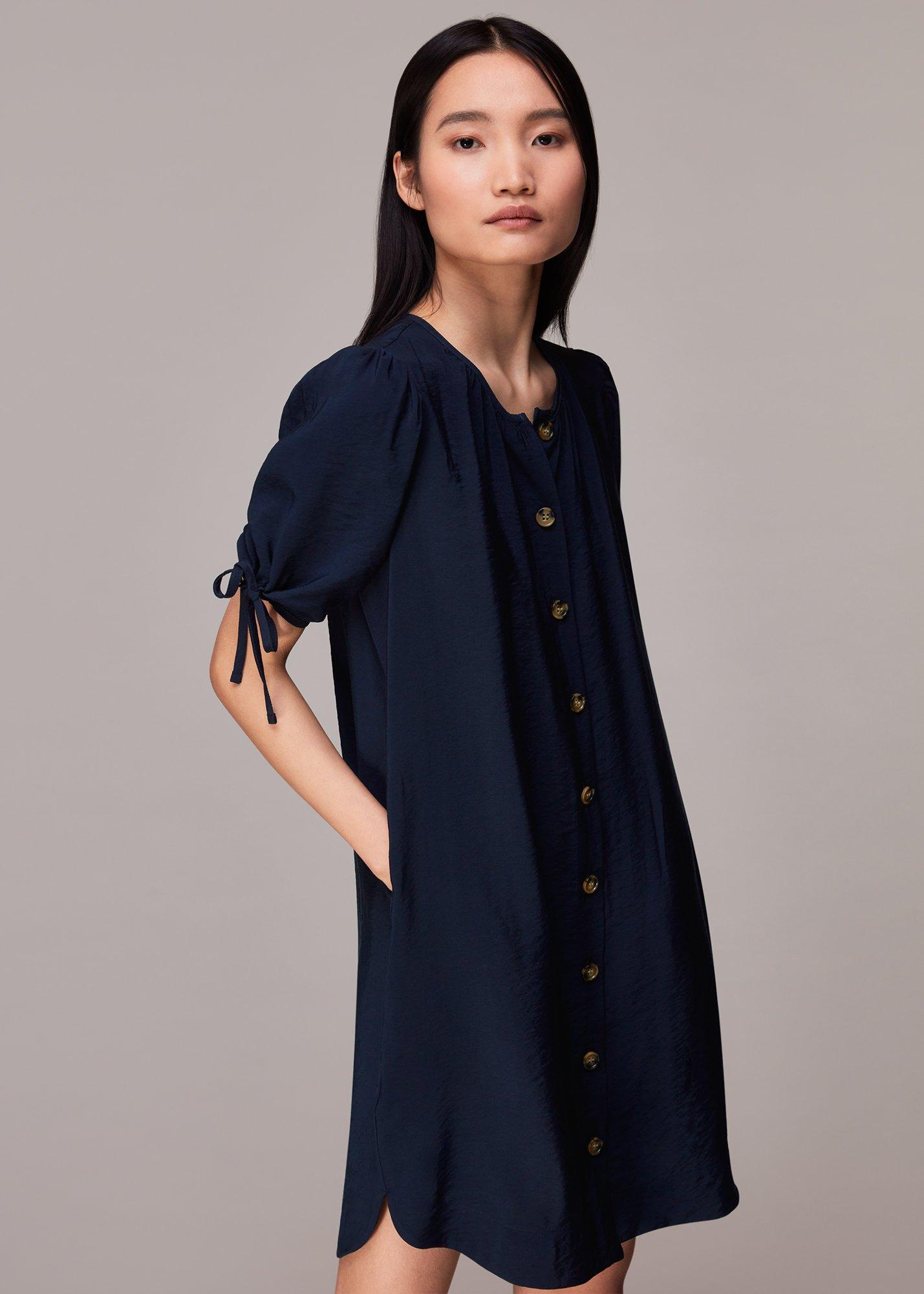 Navy Frankie Button Through Dress