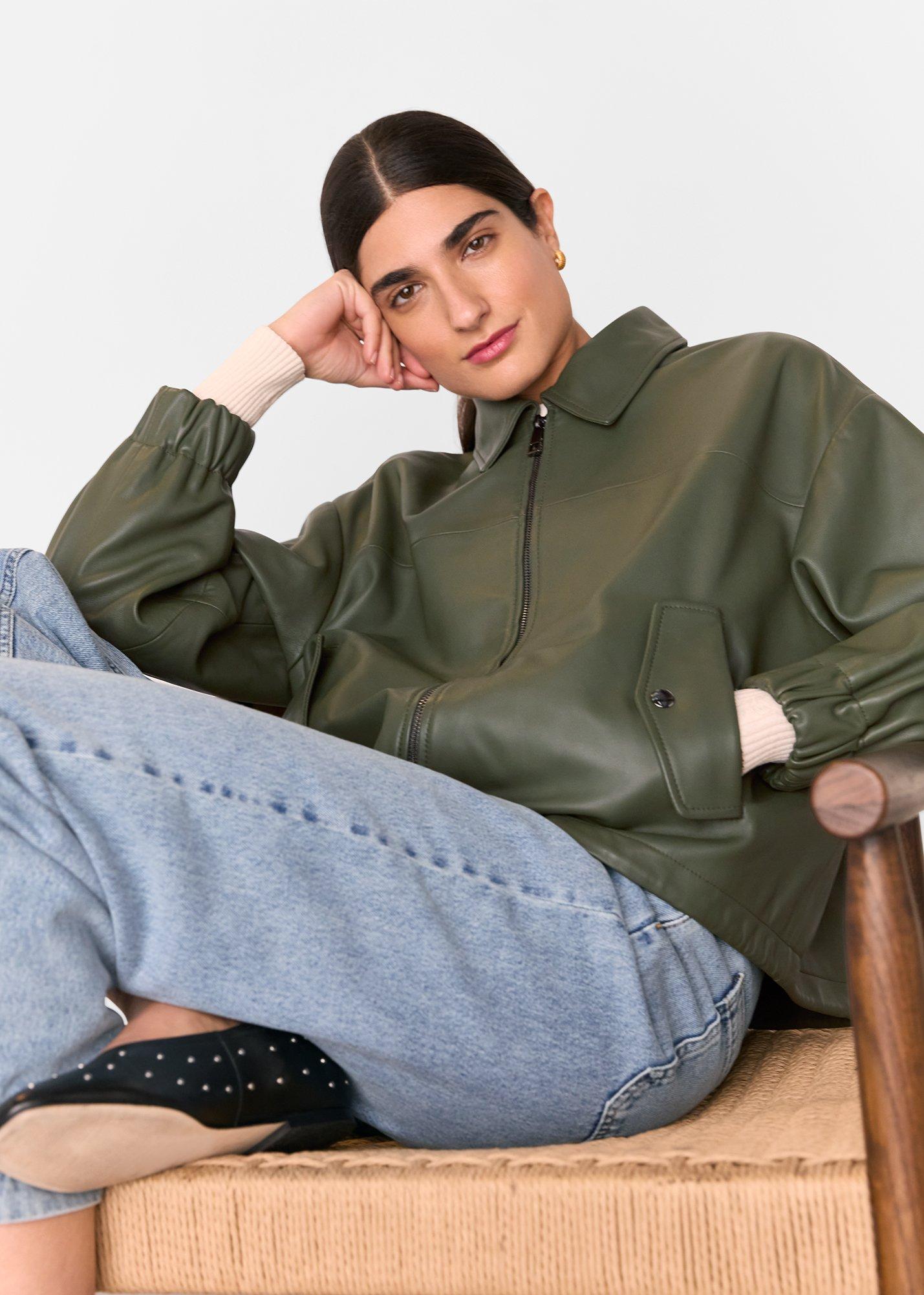 Frida Leather Bomber Jacket