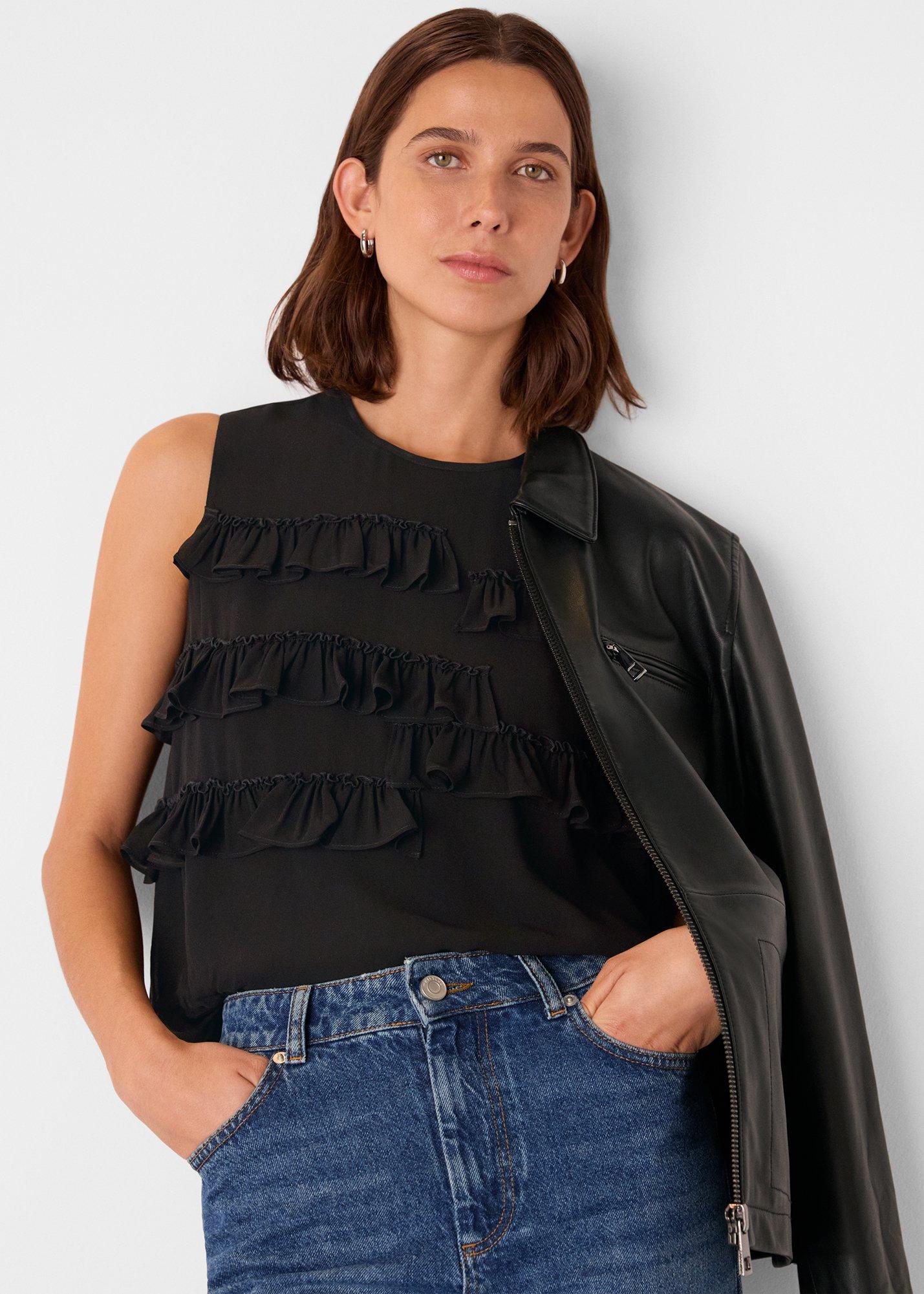 Black Frill Sleeveless Top