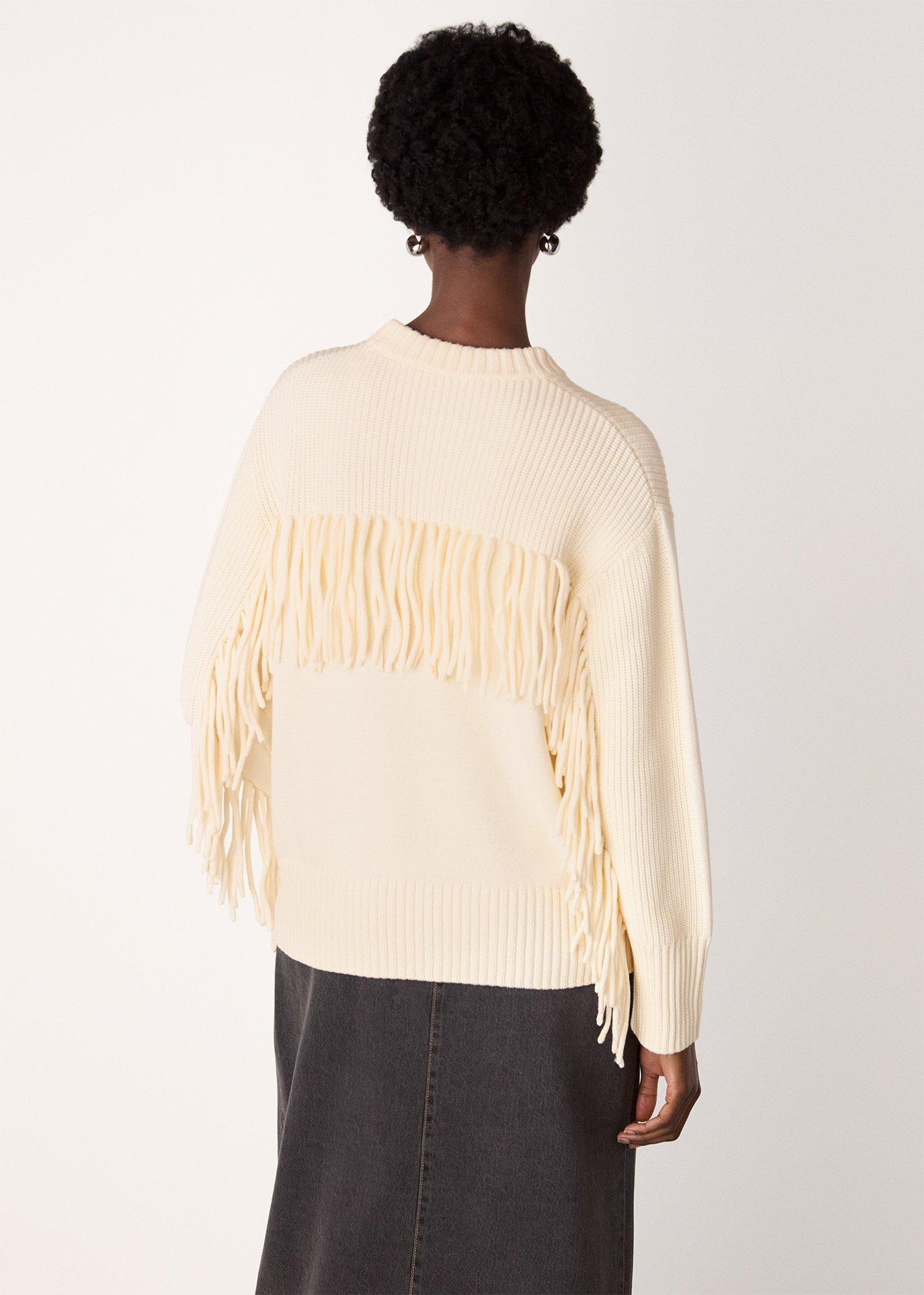 Fringe Rib Detail Cotton Knit