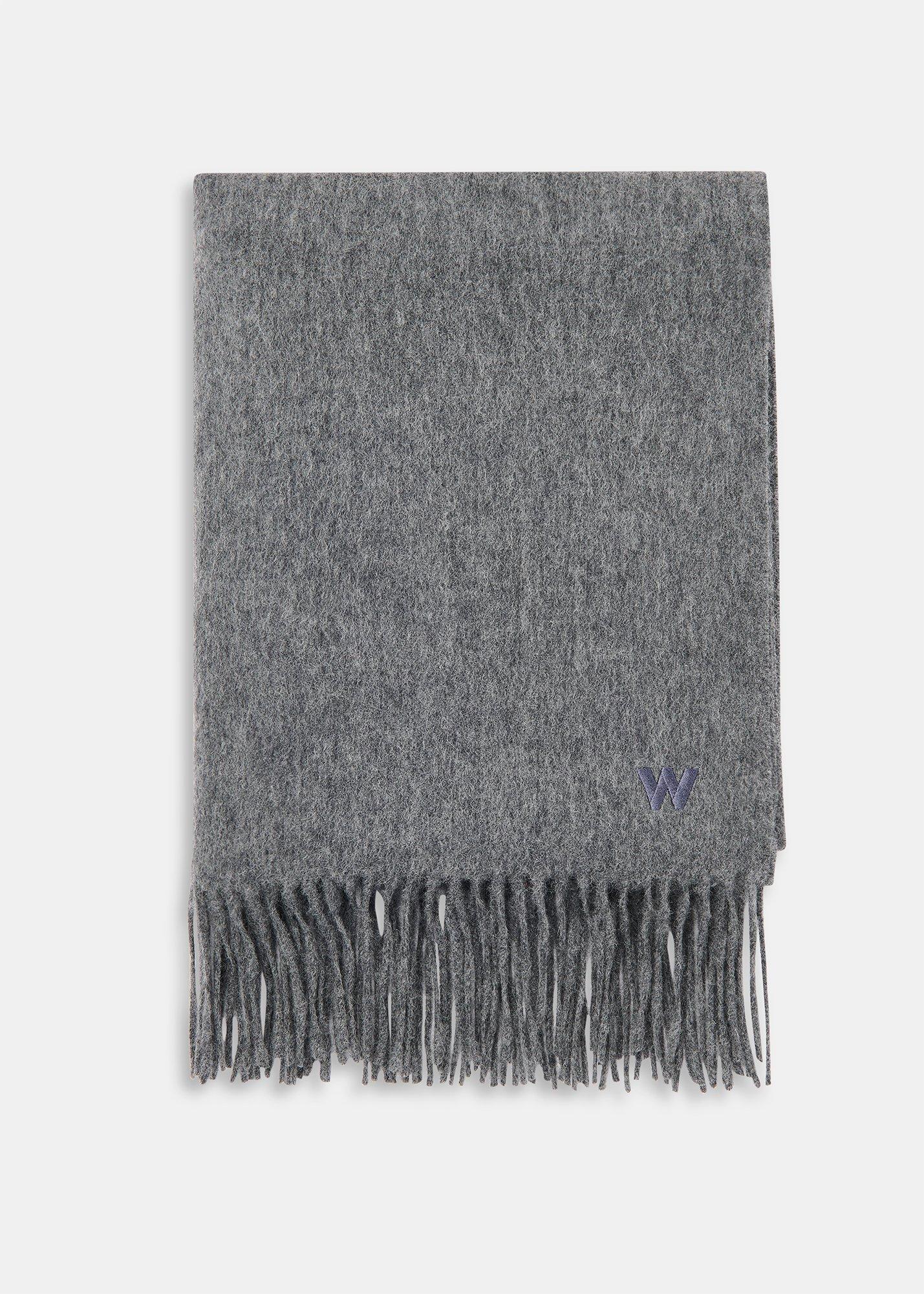 Grey Fringed Blanket Scarf