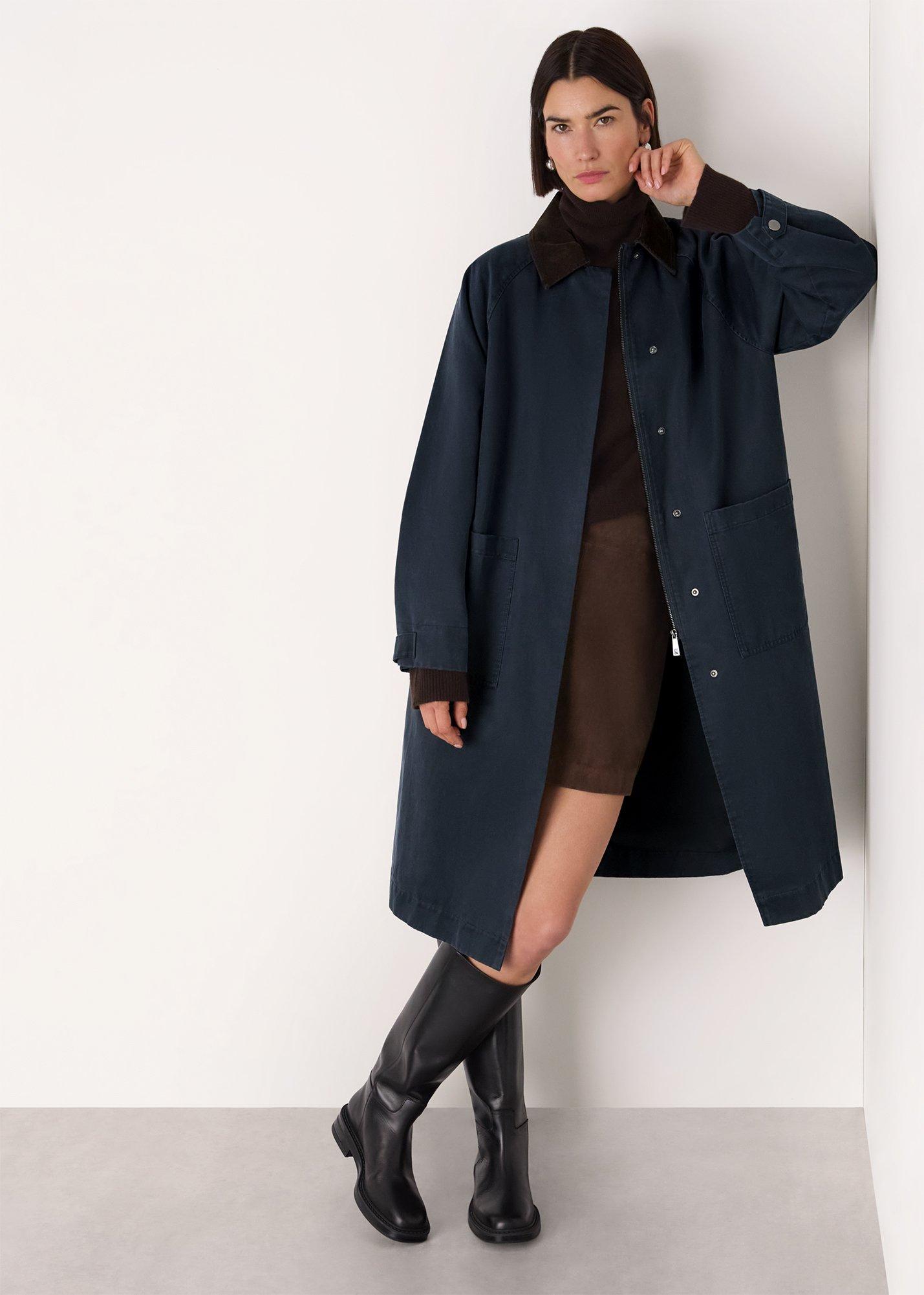 Navy Gabriella Waxed Overcoat