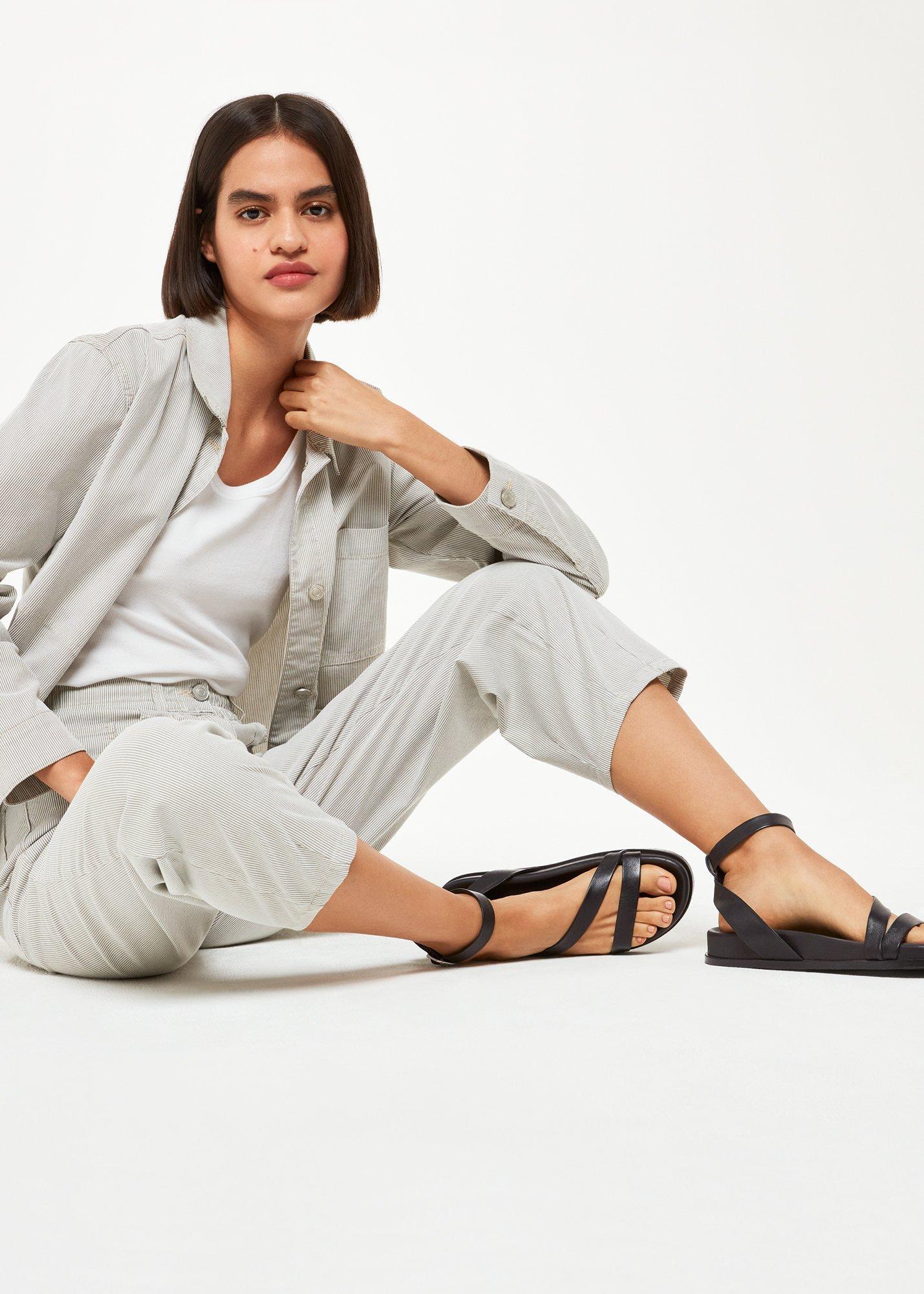 Black Gaia Asymmetric Strappy Sandal