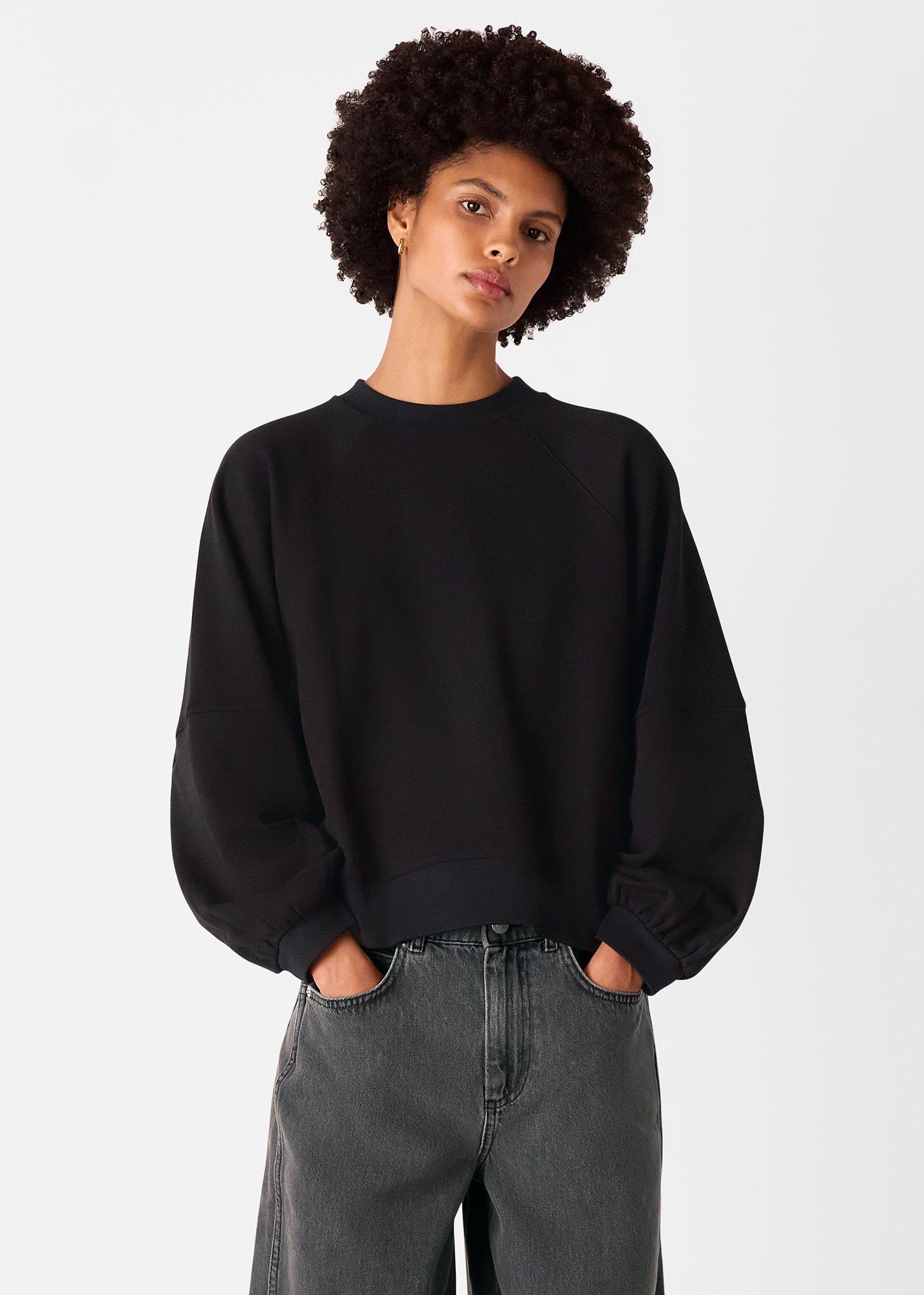 Black Gathered Full Sleeve Sweat