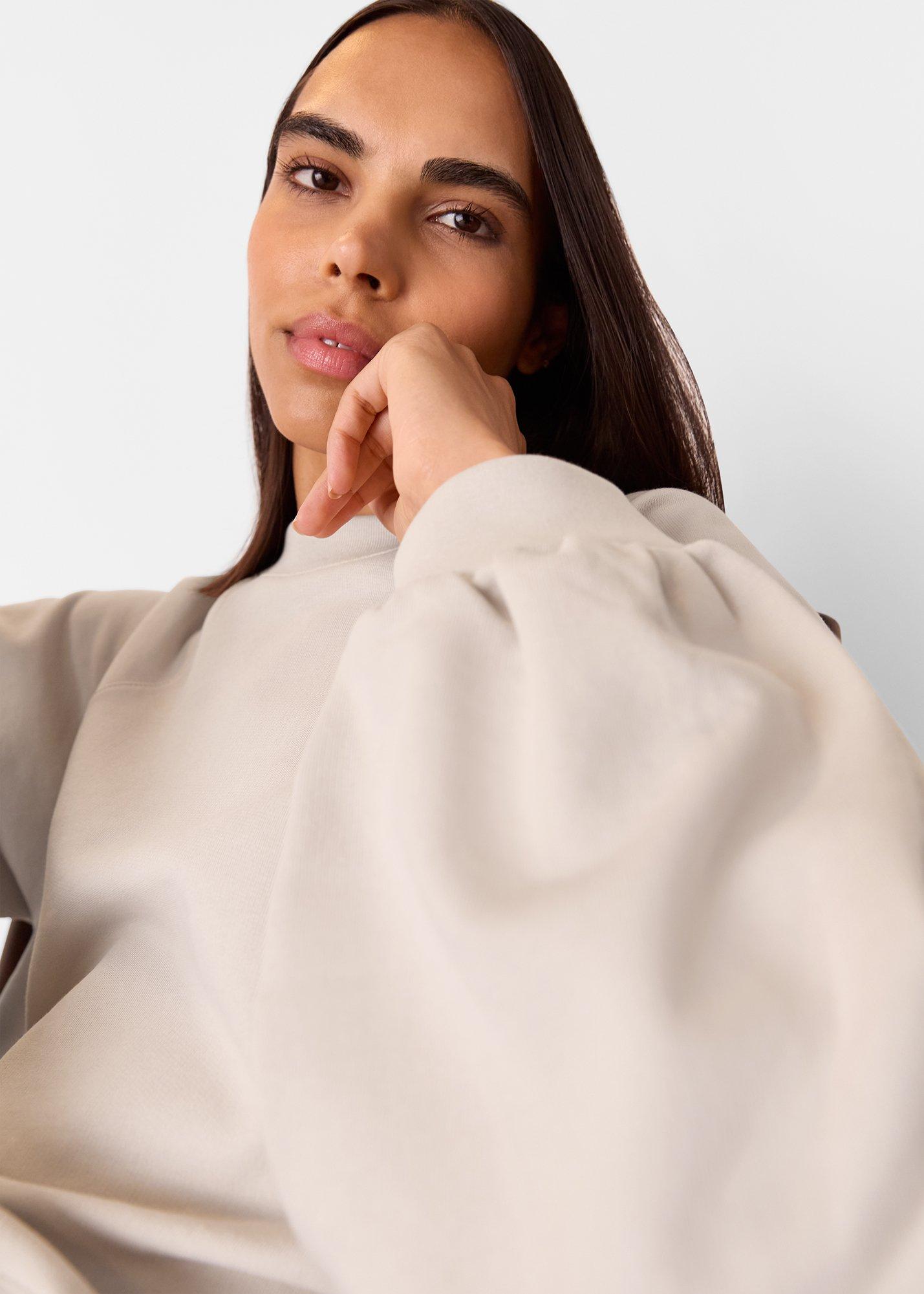 Neutral Gathered Full Sleeve Sweat