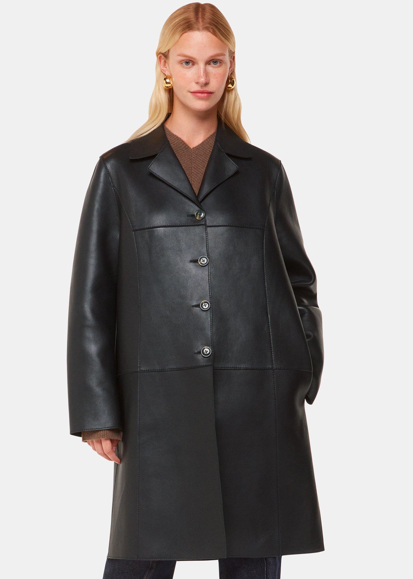 Black Gemma Bonded Leather Coat