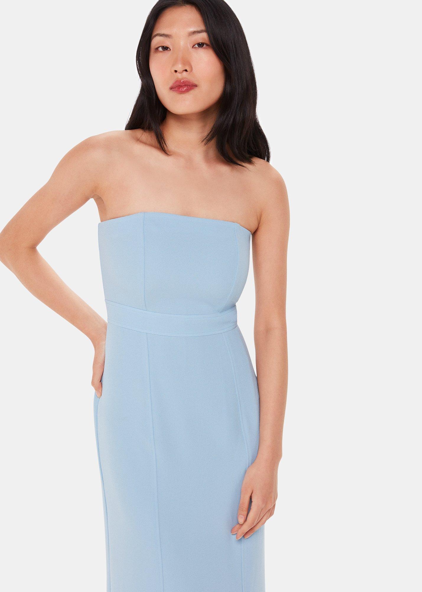 Pale Blue Gemma Strapless Maxi Dress