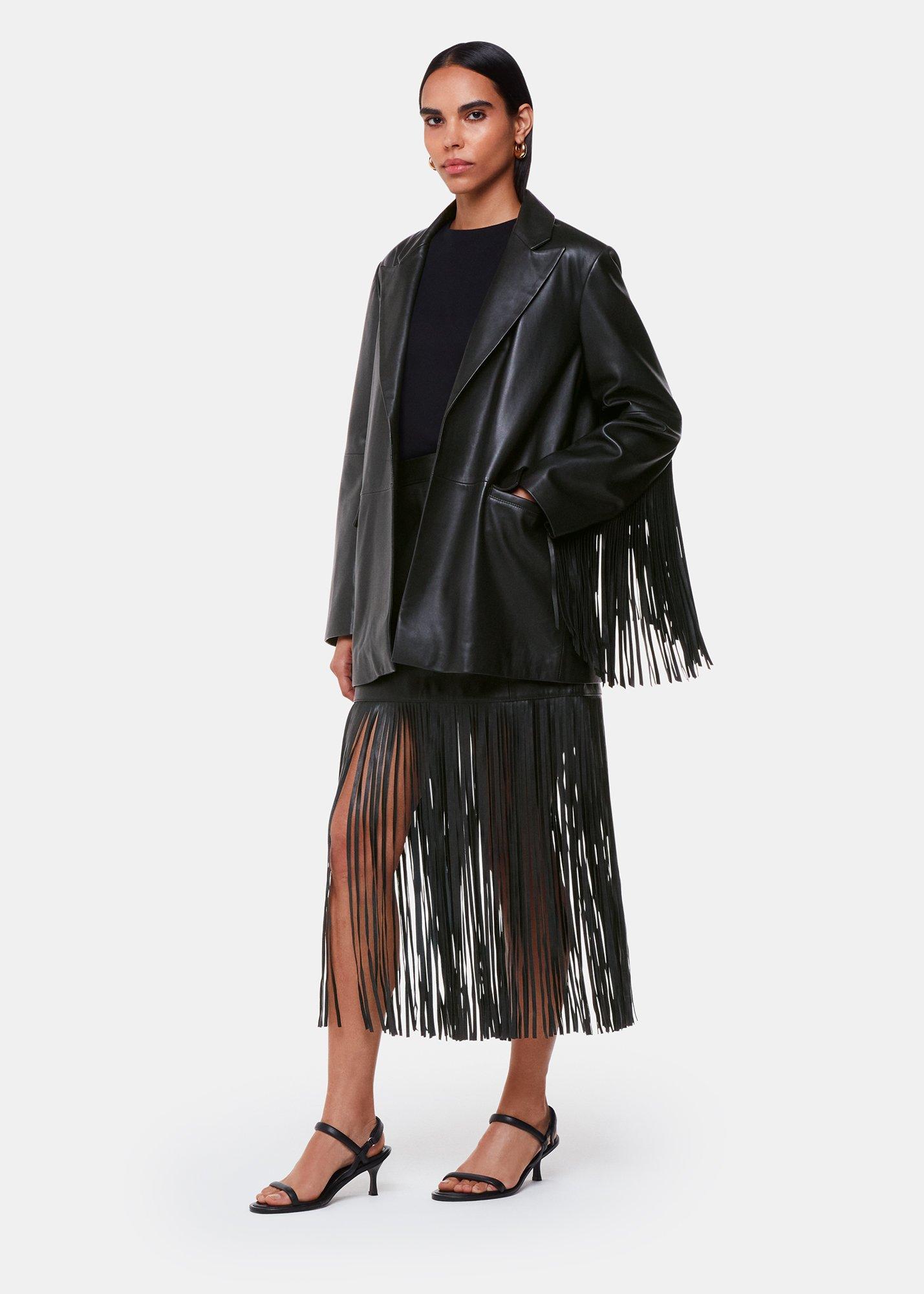 Gia Leather Fringed Jacket