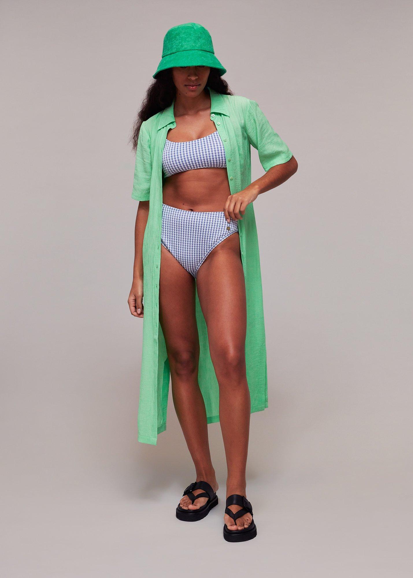 Blue Gingham Texture Bikini Bottom