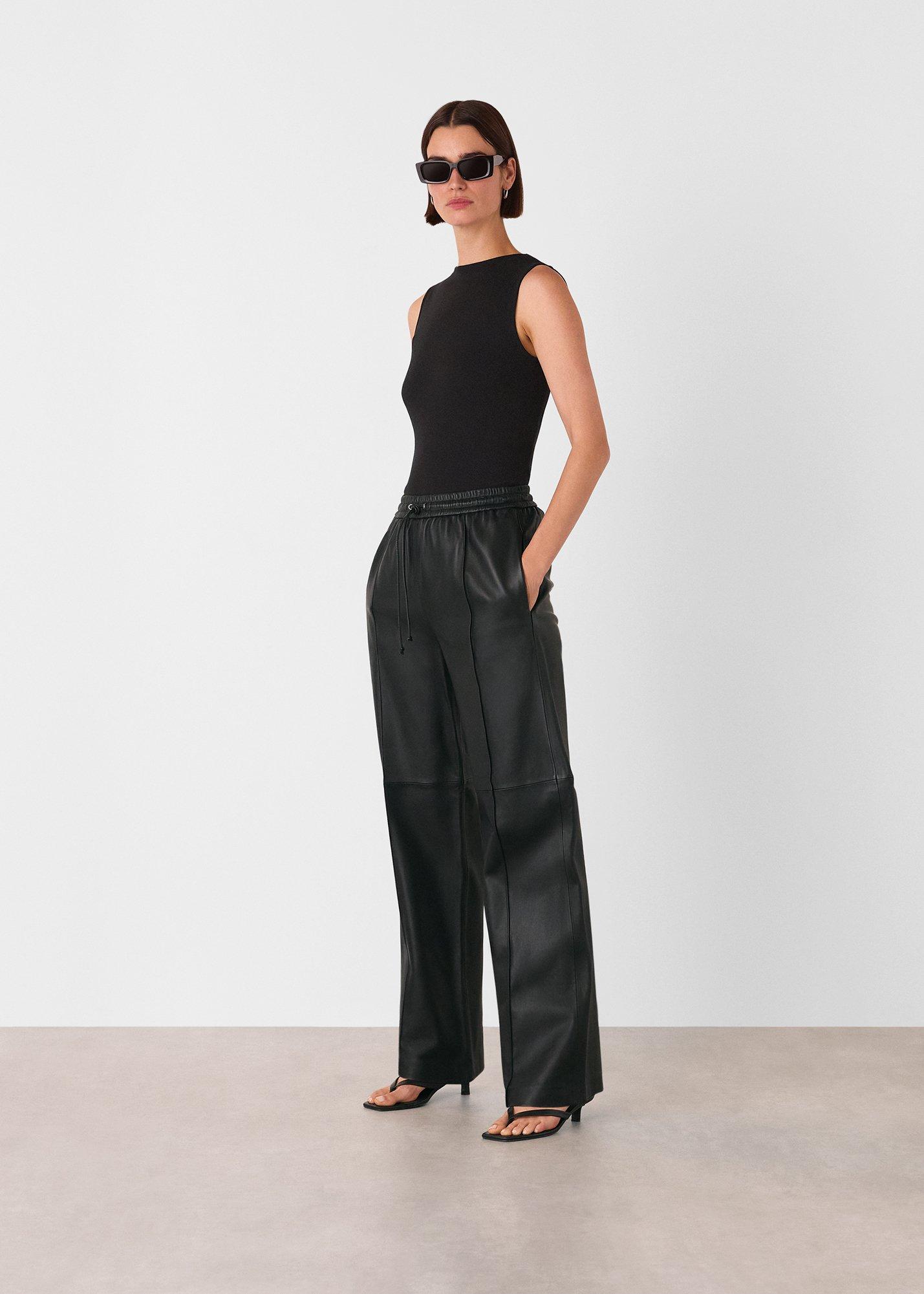 Black High Neck Rib Detail Tee