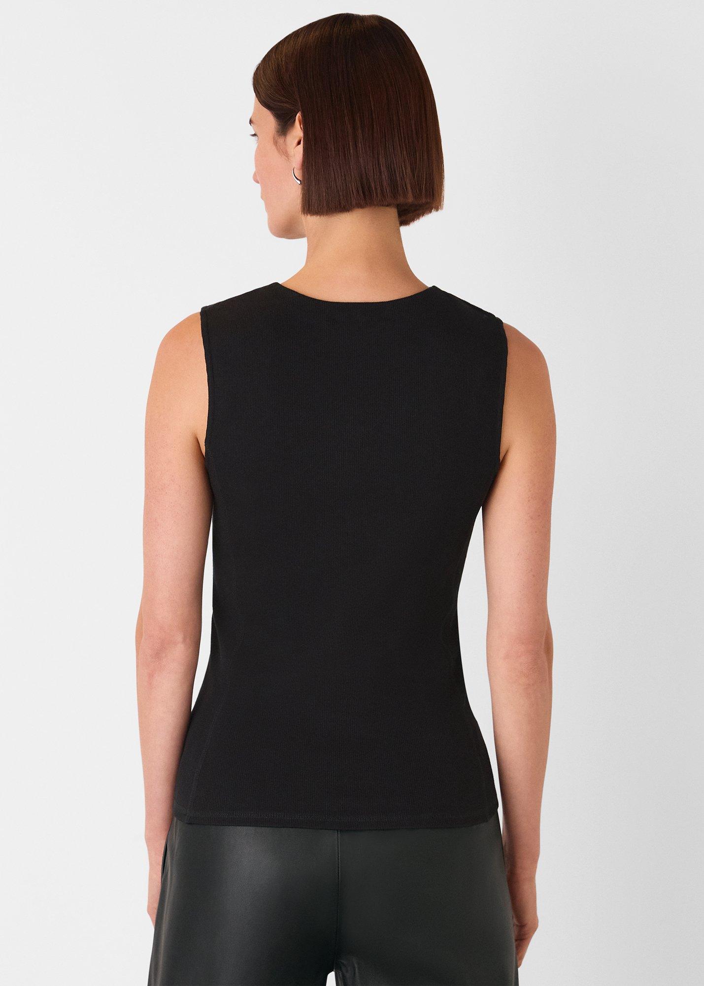 High Neck Rib Detail Tee