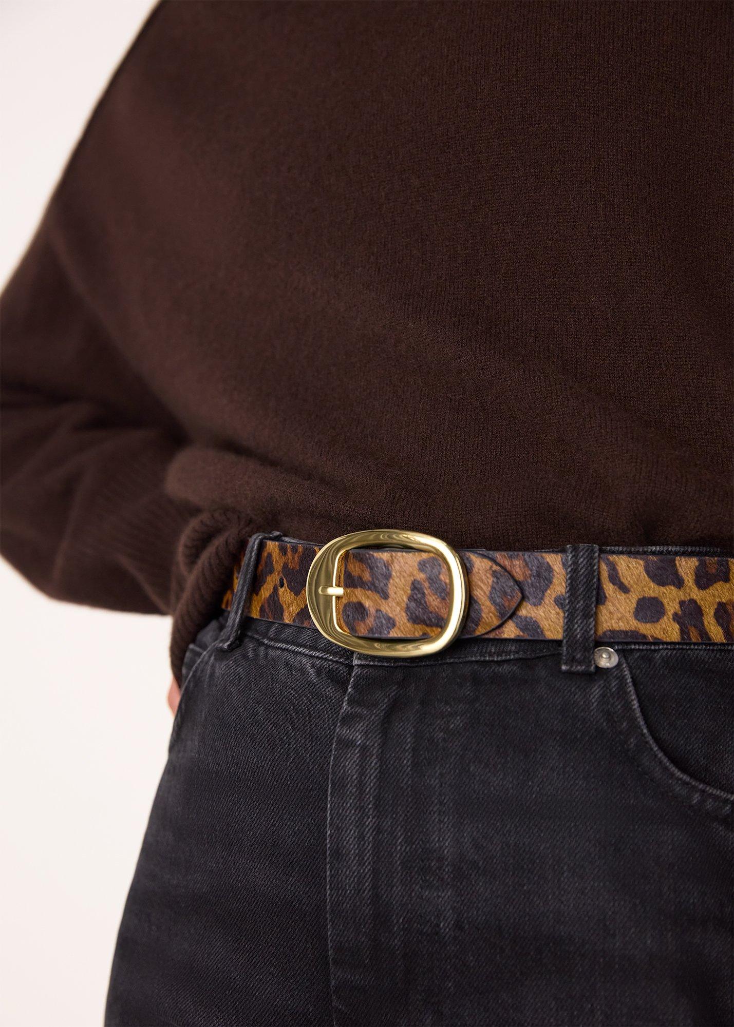 Leopard Print Hair-On Belt