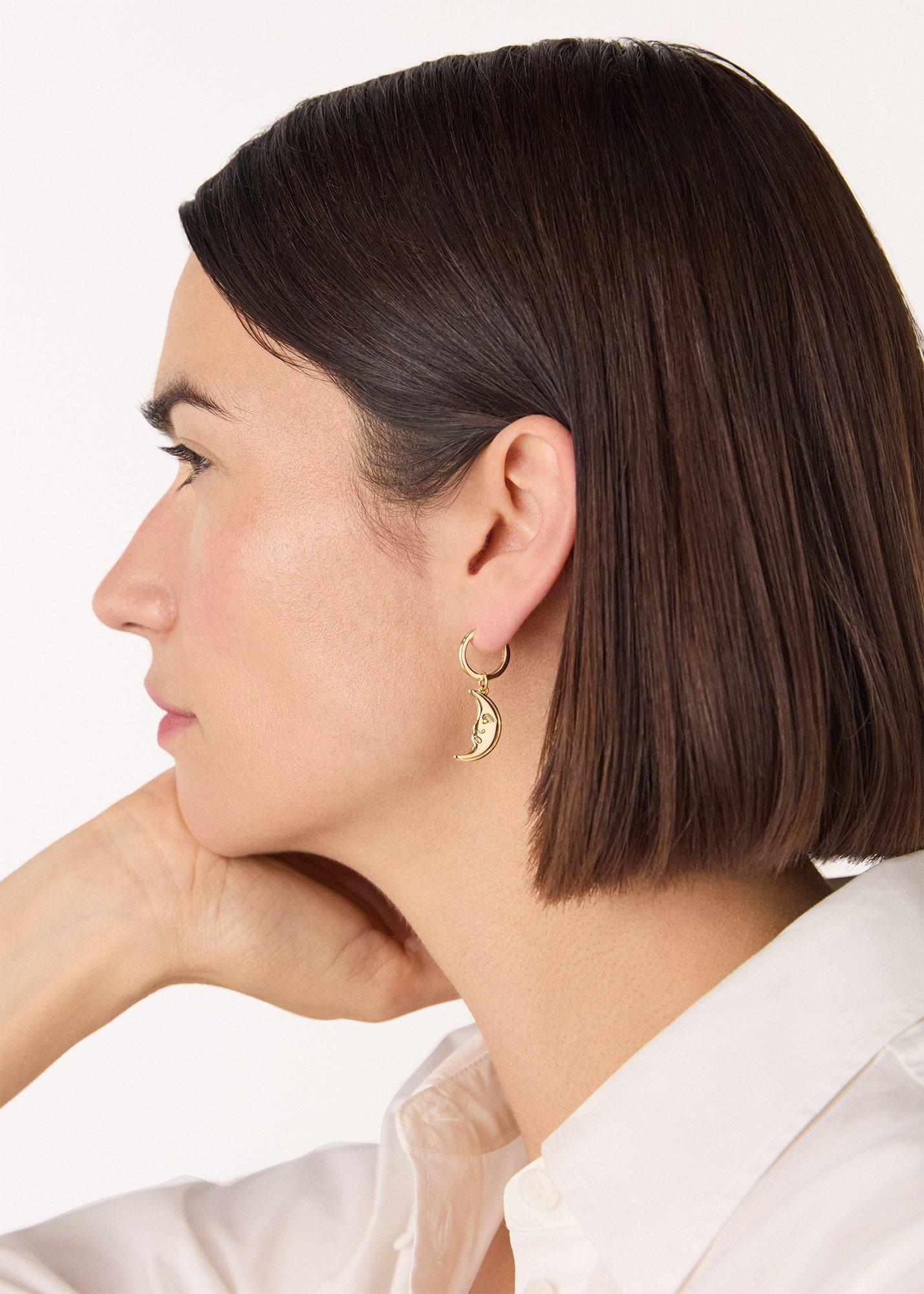 Gold Half Moon Huggie Earring