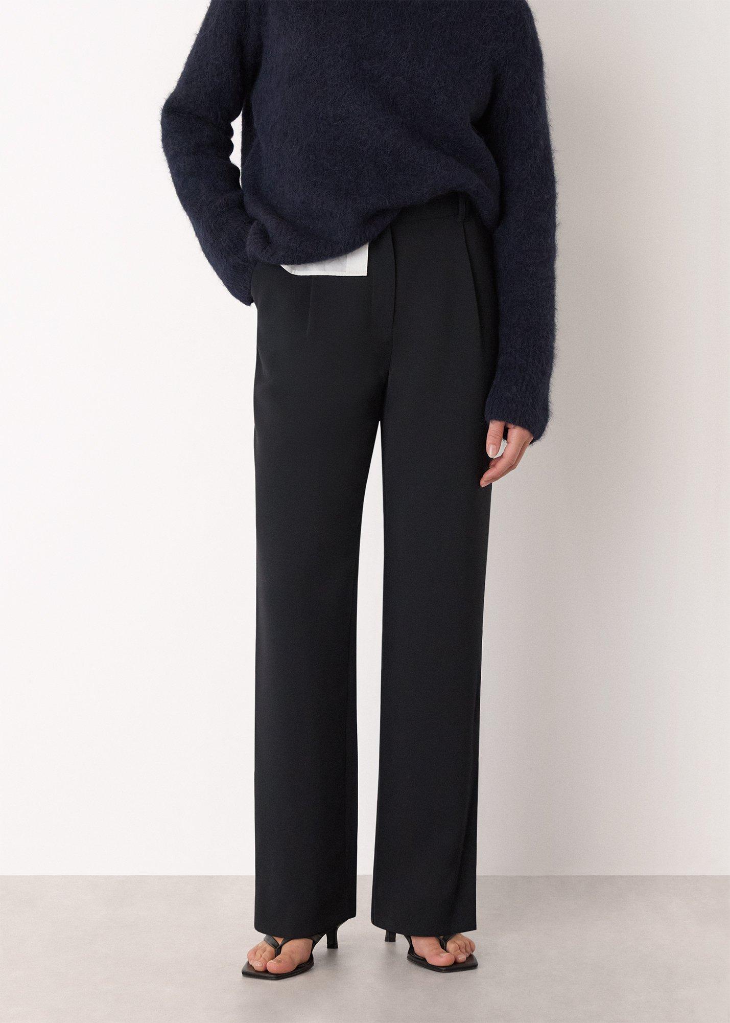 Black Harriet Tapered Crepe Trouser
