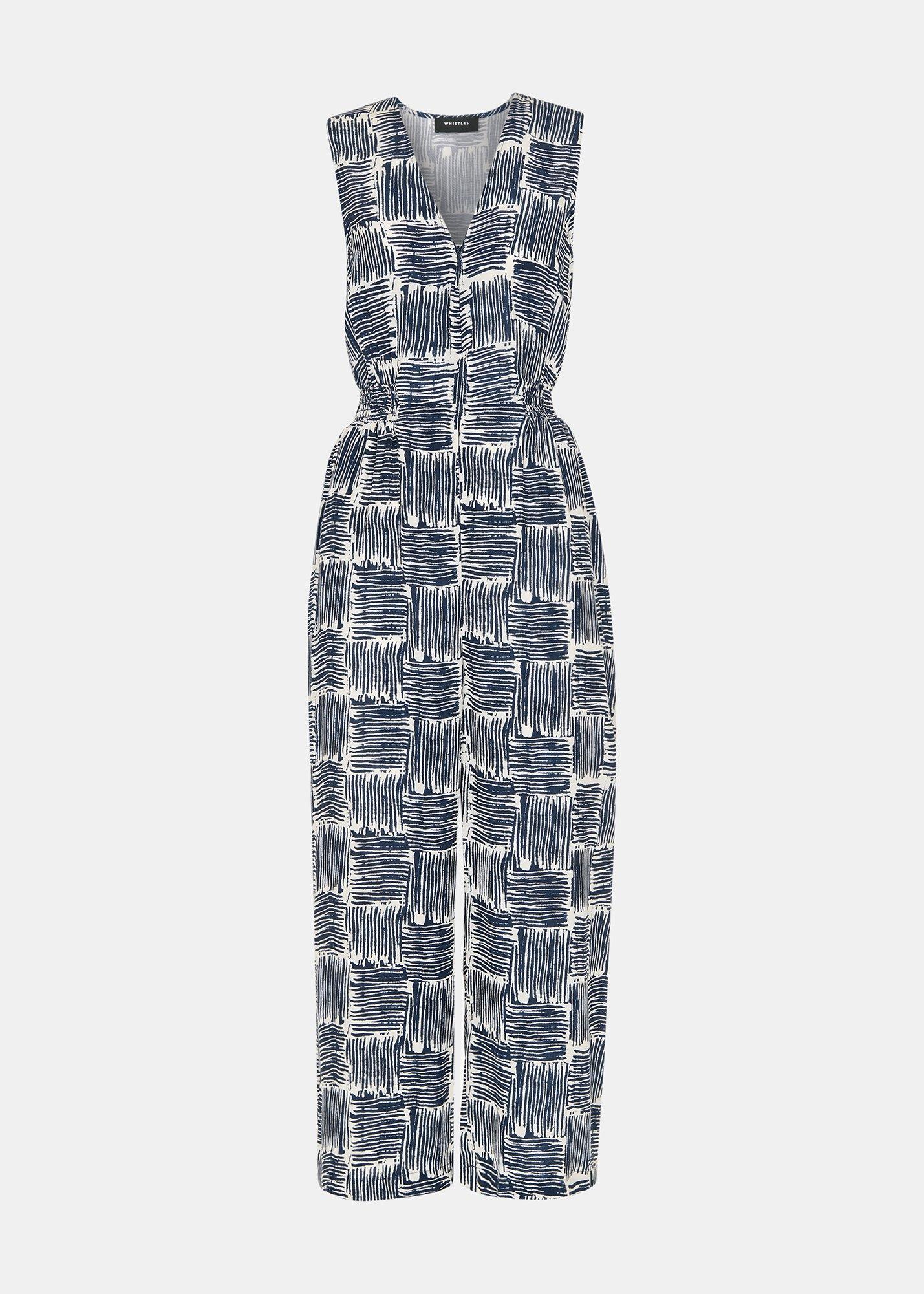 Petite Hatch Squares Jumpsuit