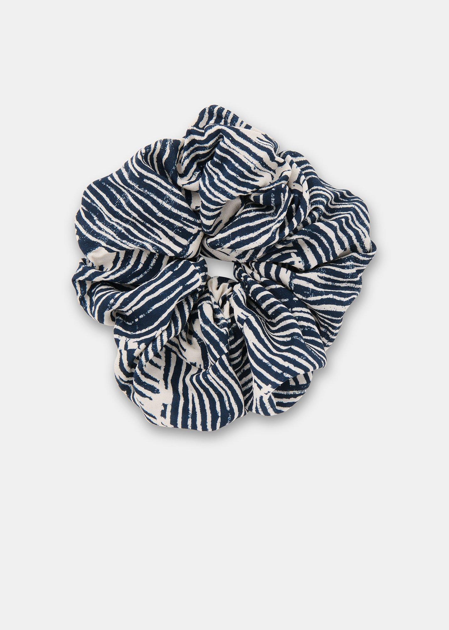 Navy Hatch Squares Scrunchie