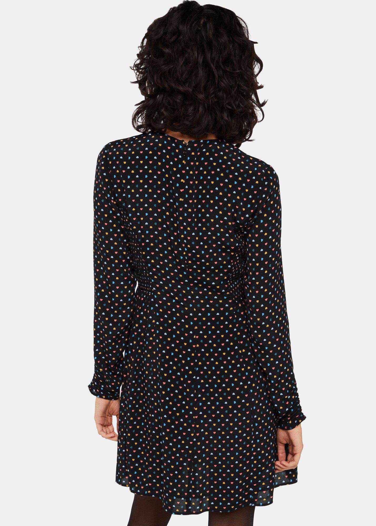 Black Petite Scattered Hearts Flippy Dress