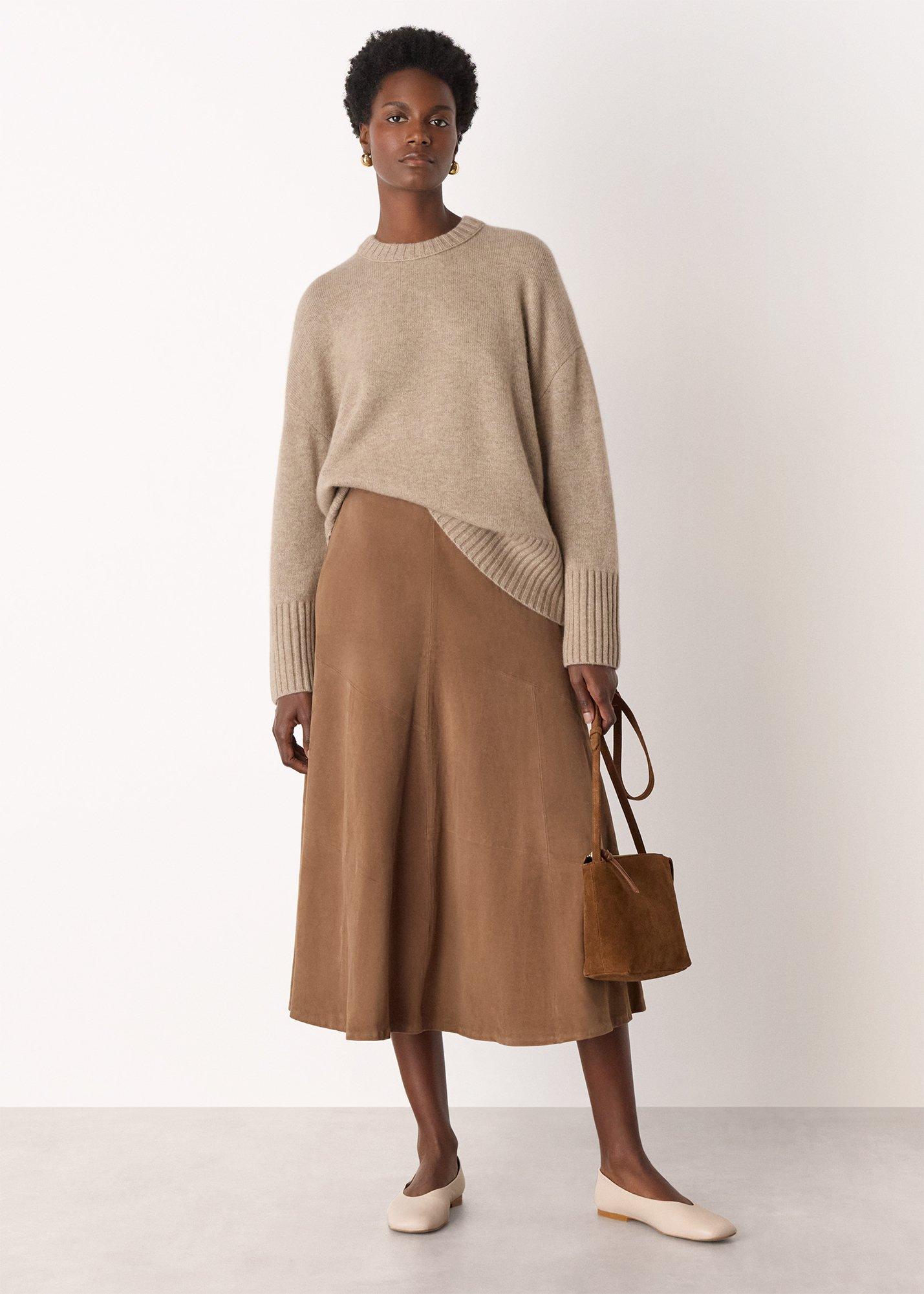 Neutral Heavy Cashmere Crew Neck Knit