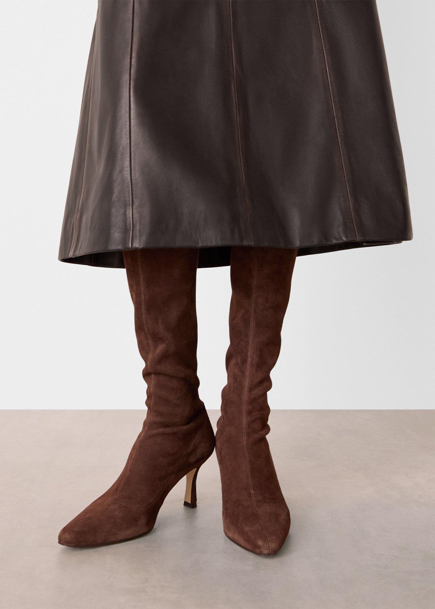 Chocolate Hera Stretch Suede Boot