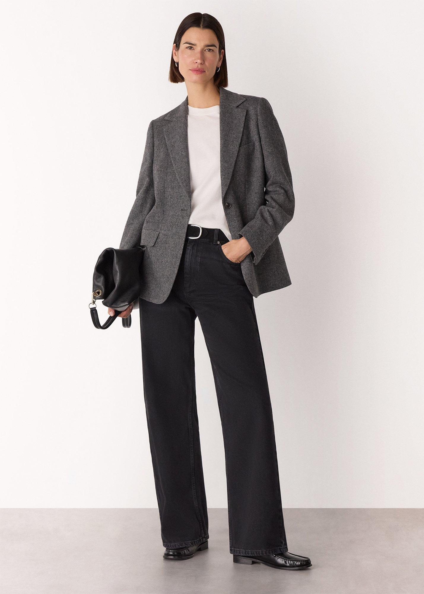 Herringbone Wool Blend Blazer