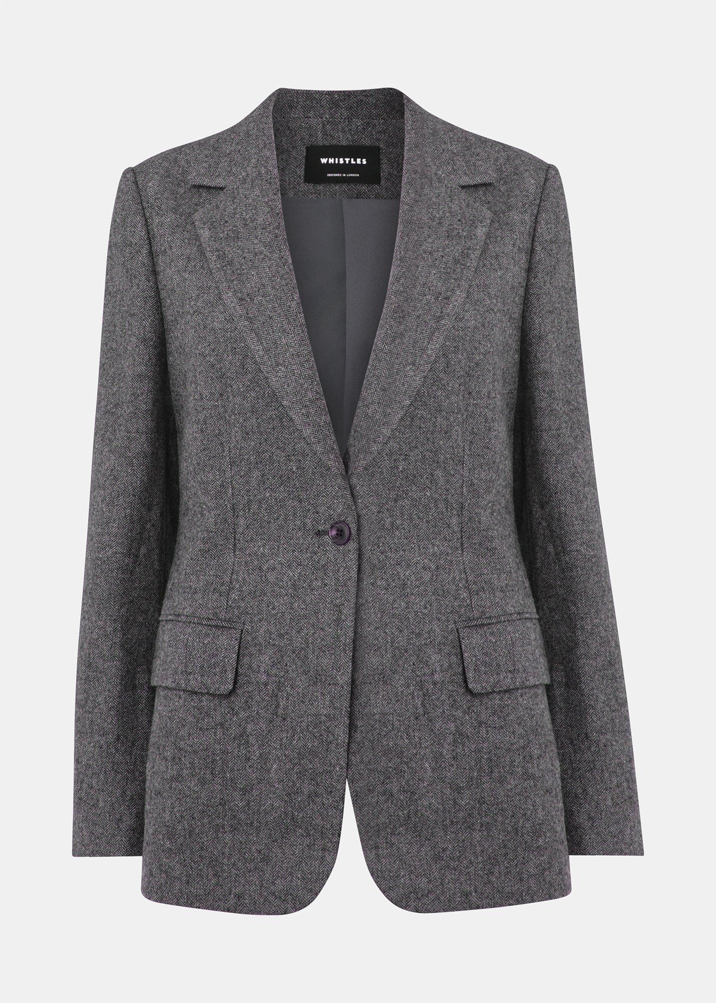 Herringbone Wool Blend Blazer