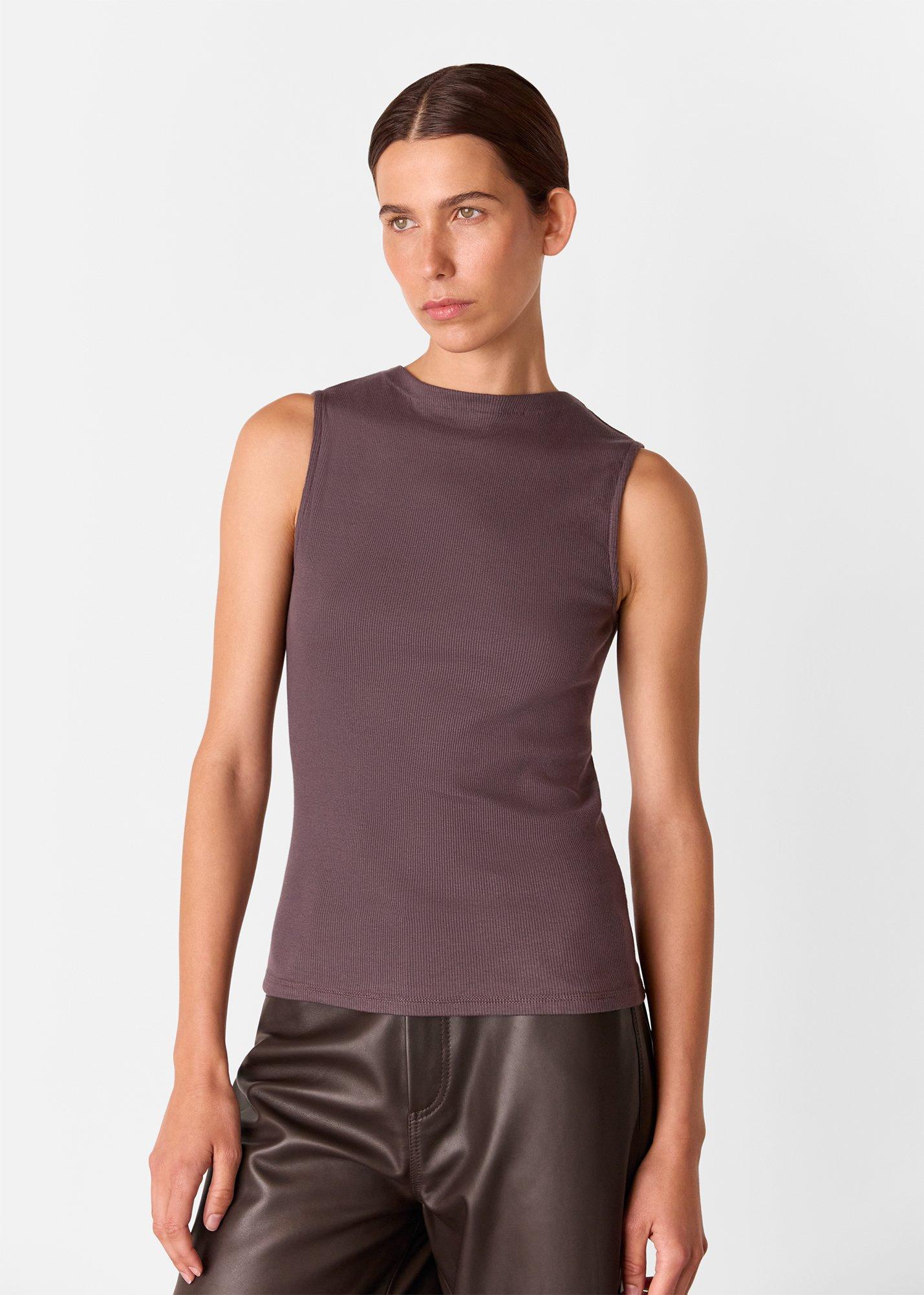 High Neck Rib Detail Tee