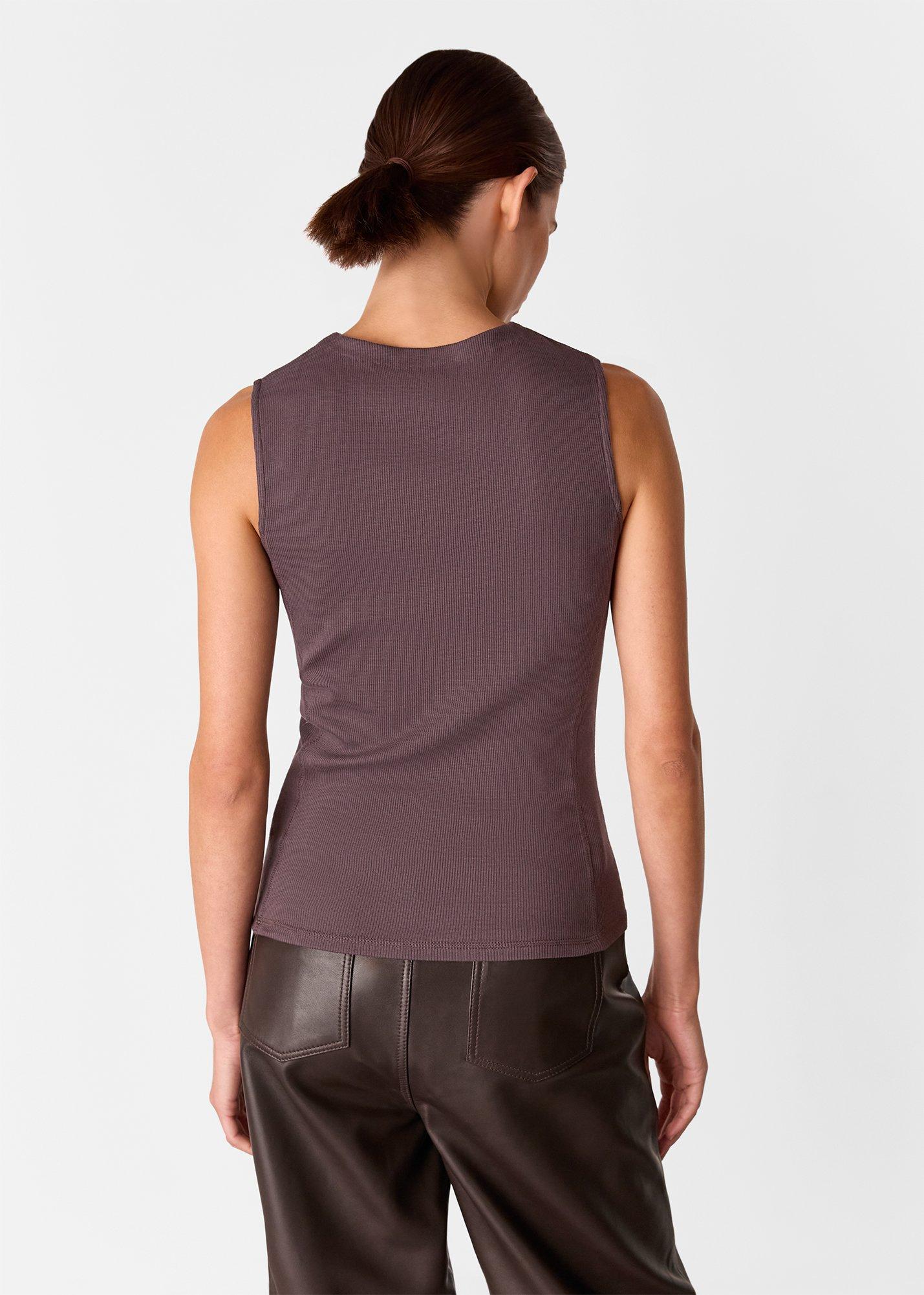 High Neck Rib Detail Tee