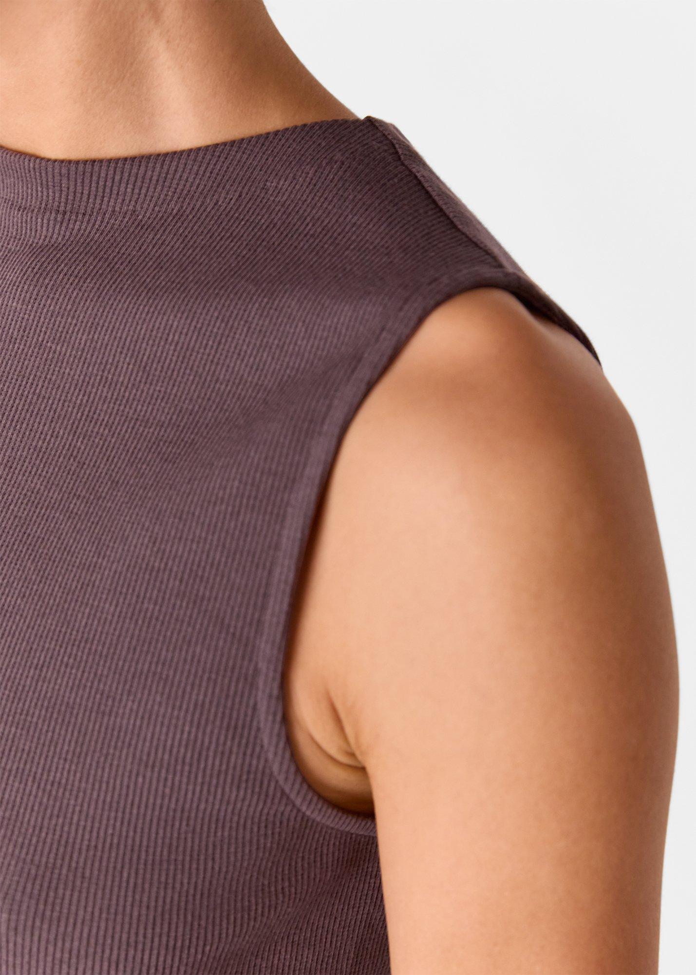 High Neck Rib Detail Tee