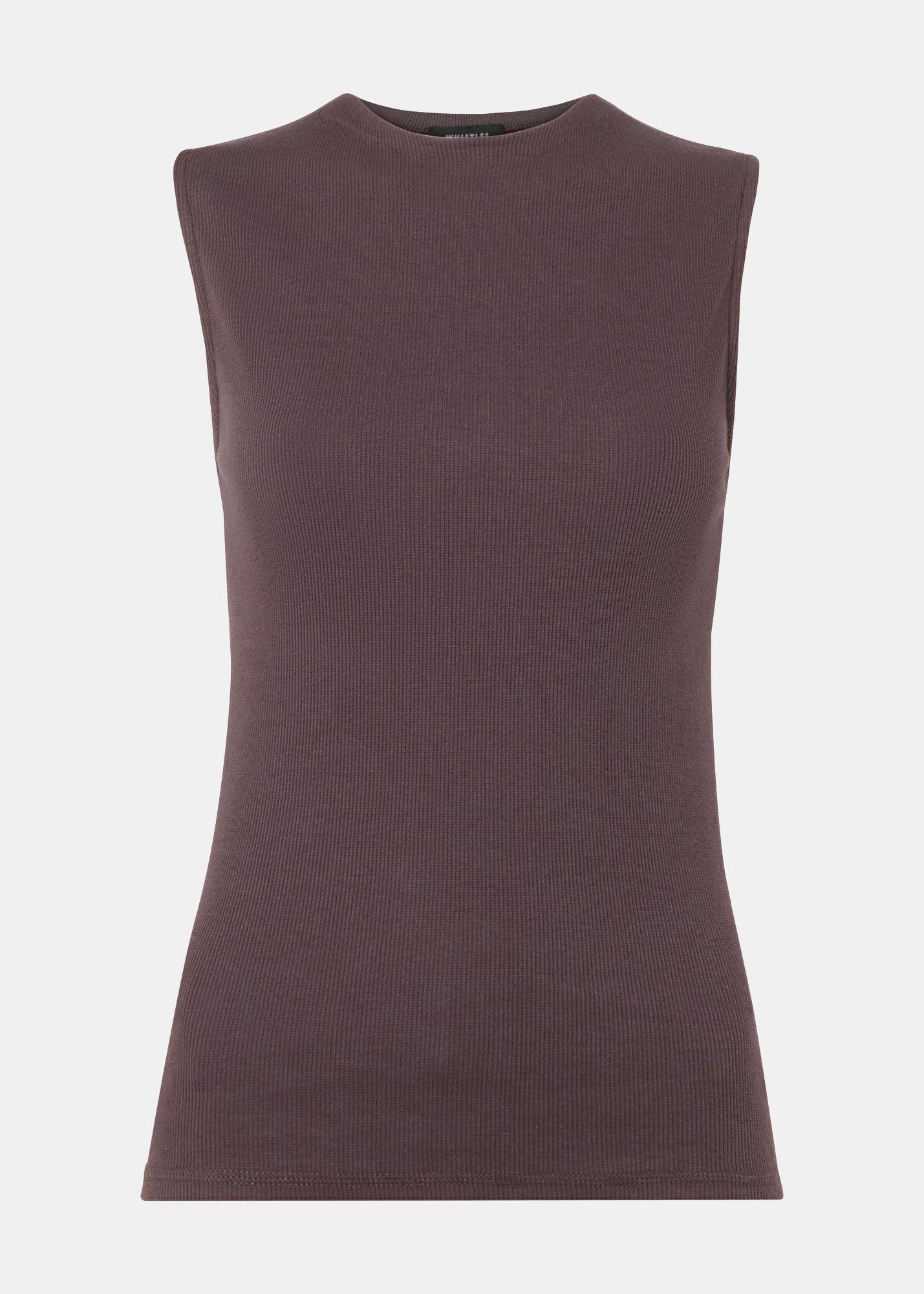 High Neck Rib Detail Tee