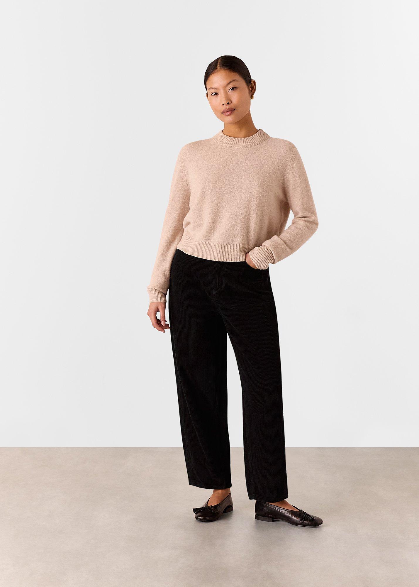 Black High Waist Cord Barrel Jean