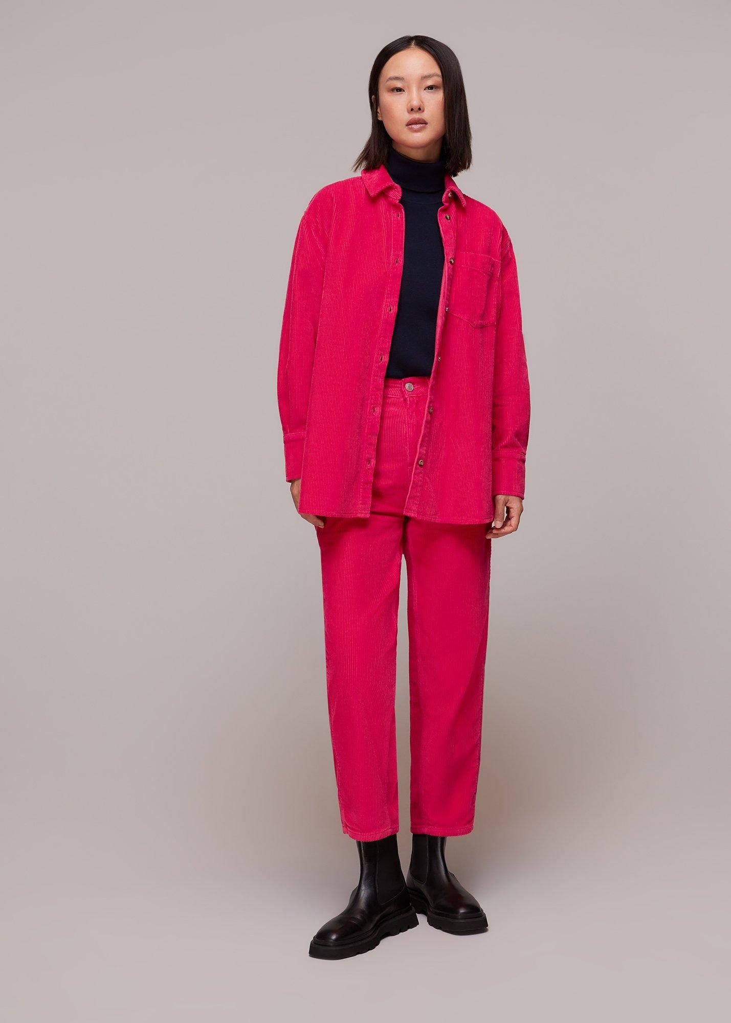 Pink Cord High Waist Barrel Jean