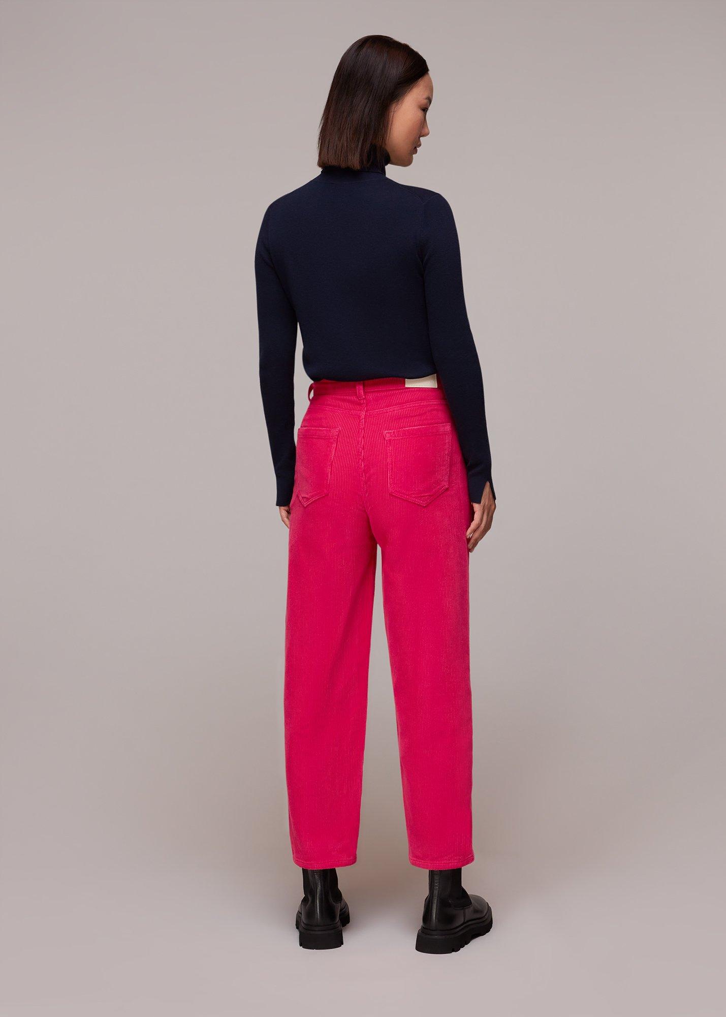 Pink Cord High Waist Barrel Jean