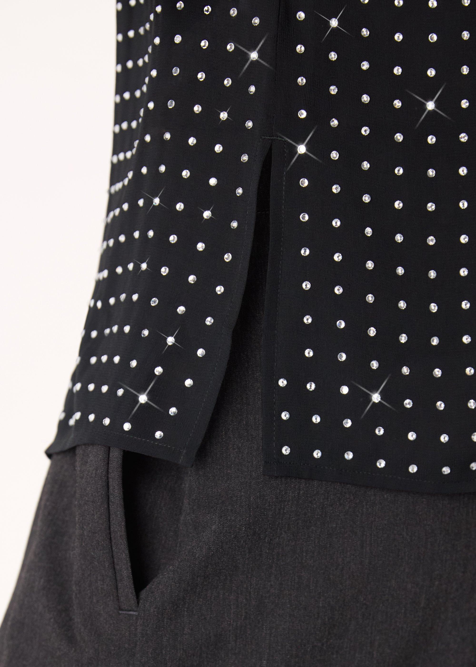 Hot Fix Sheer Sleeve Blouse