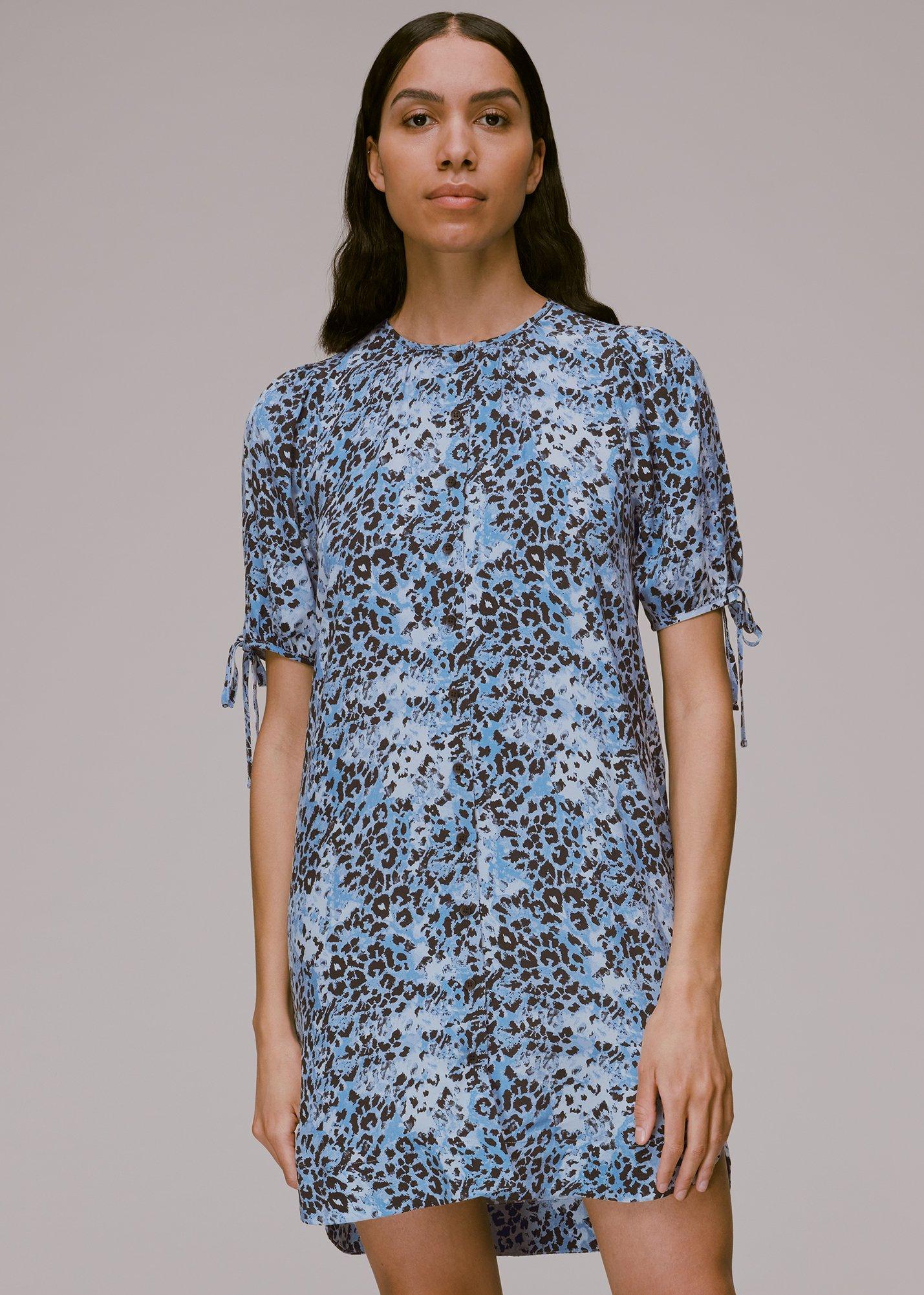 Blue Hyena Spot Button Up Dress