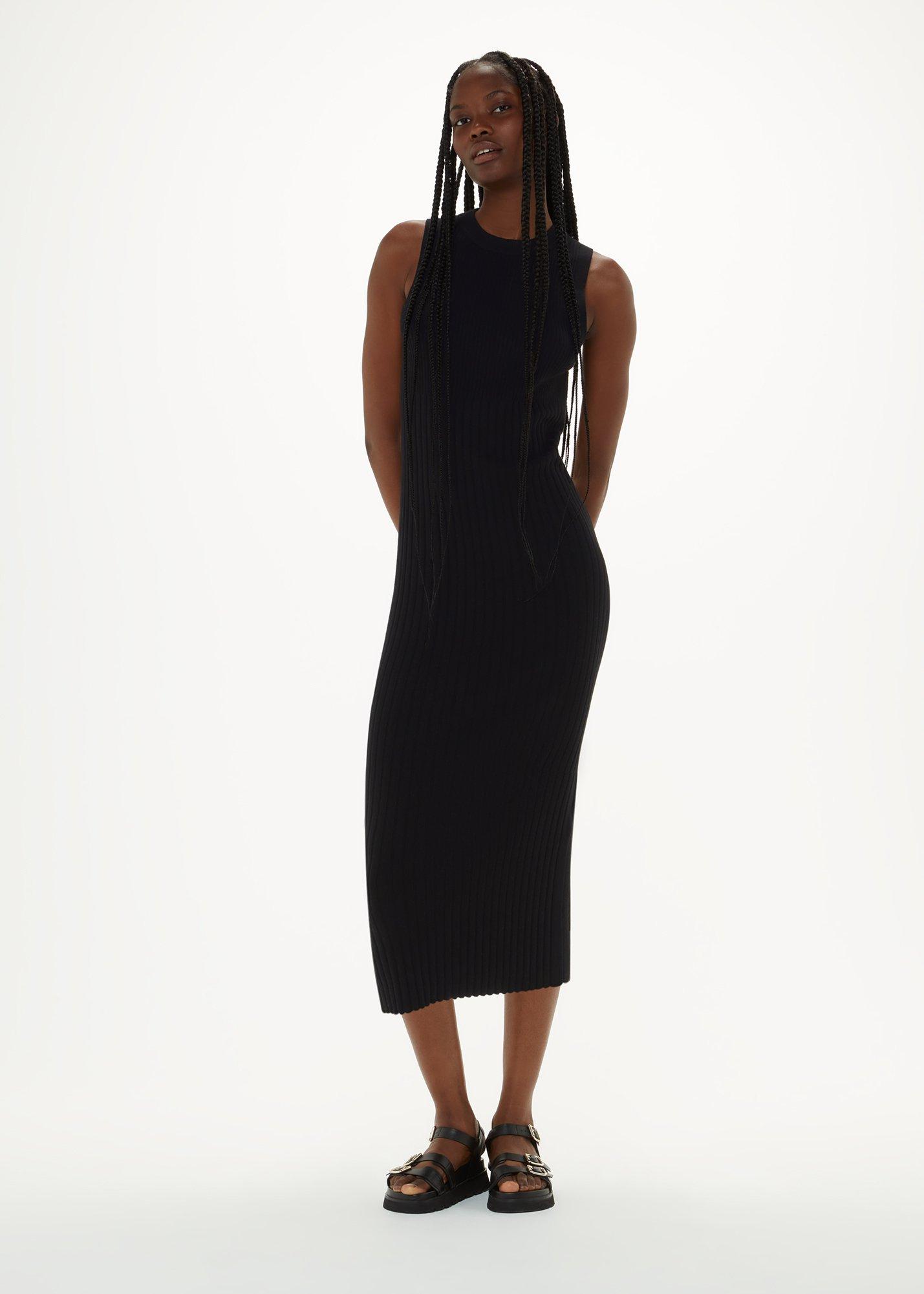 Black Ida Rib Detail Sweater Dress